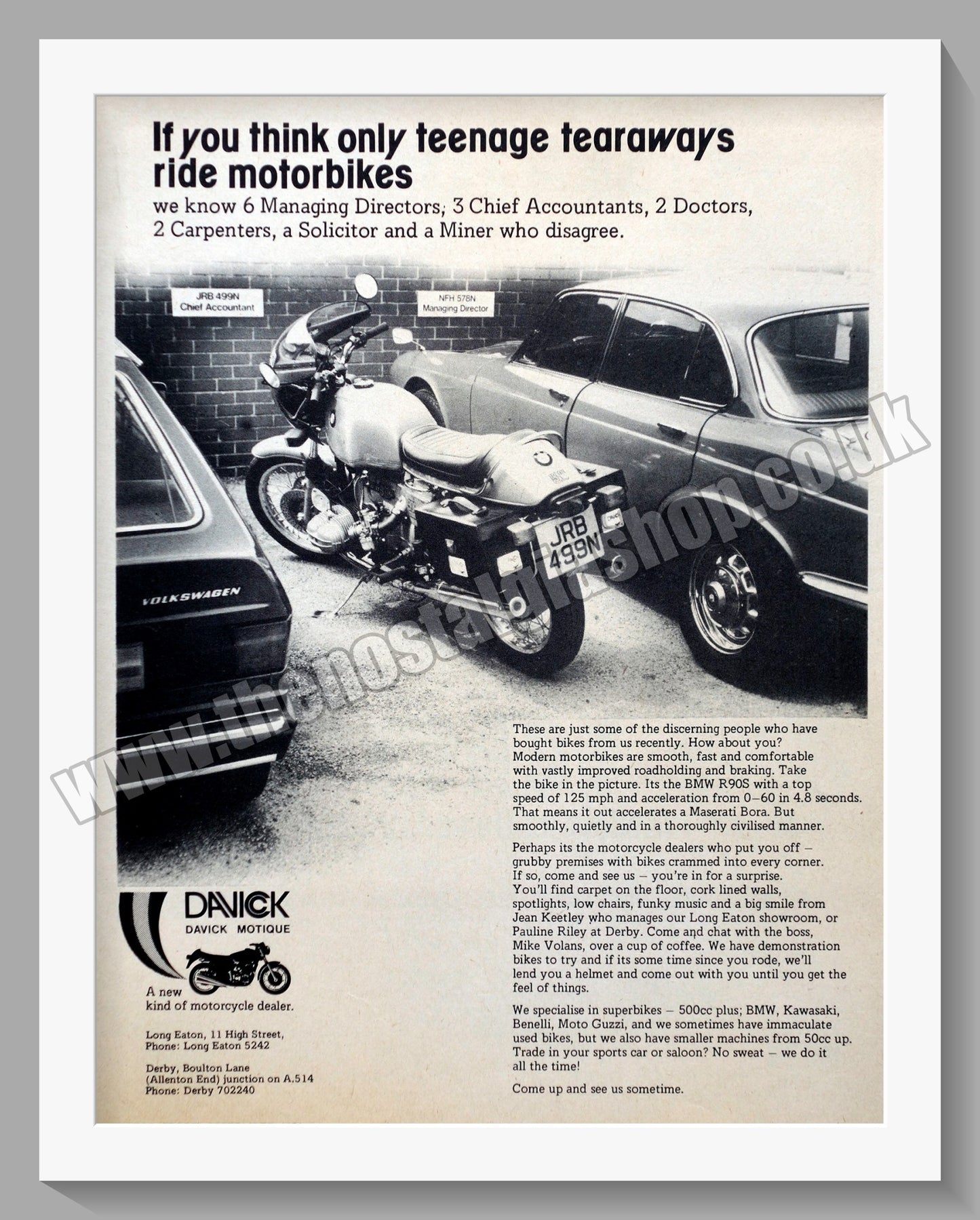 Davick Motorcycle Dealers. Original Advert 1975 (ref AD60110)