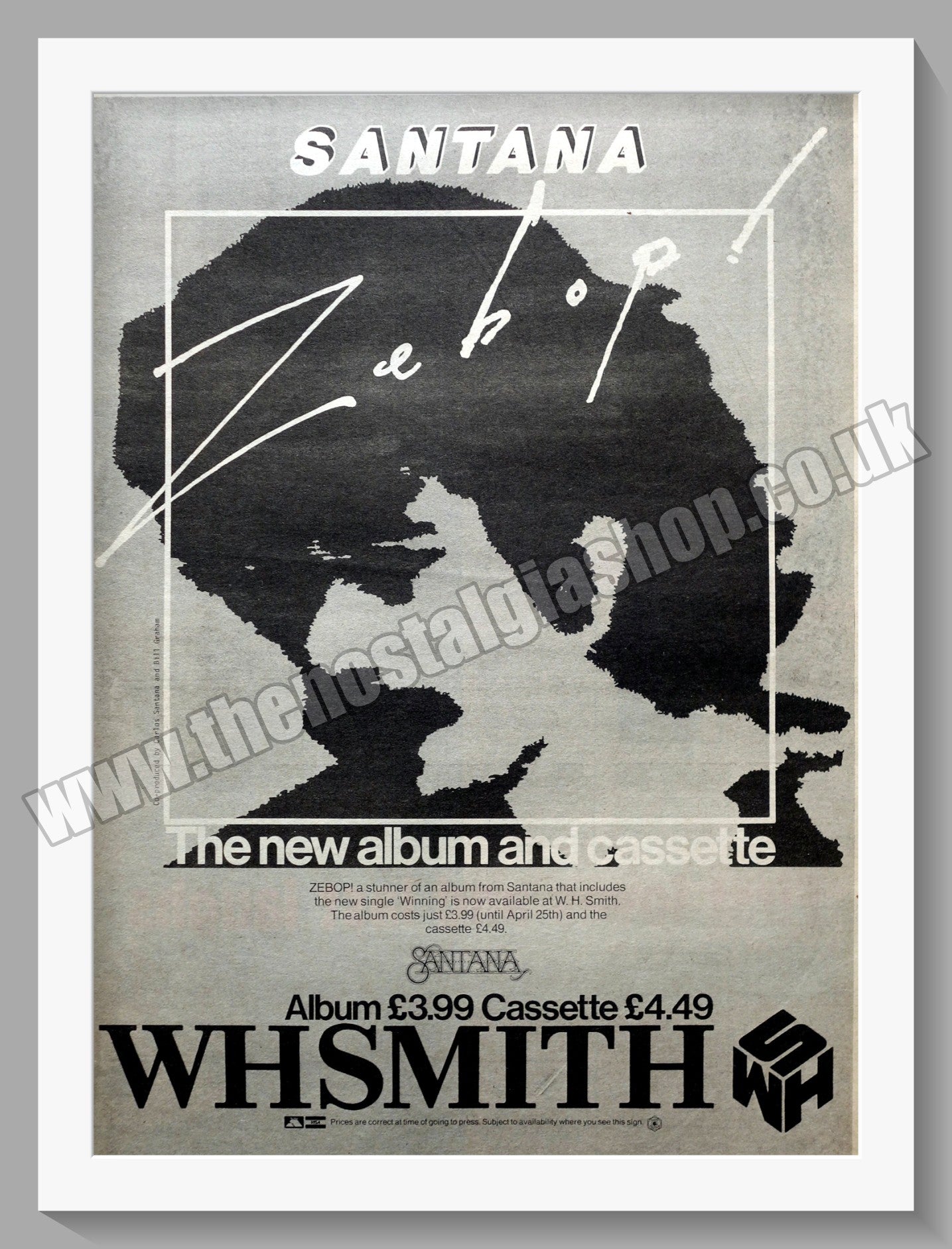 Santana Zebop. Original Advert 1981 (ref AD14782)