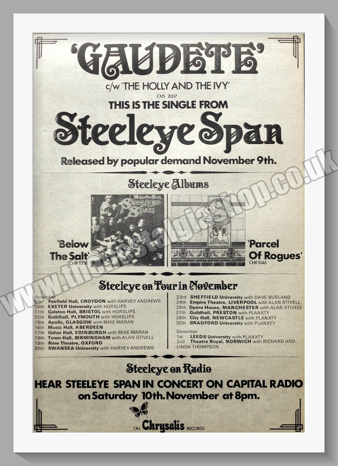Steeleye Span Albums & Tour Dates. Original Advert 1973 (ref AD14785)
