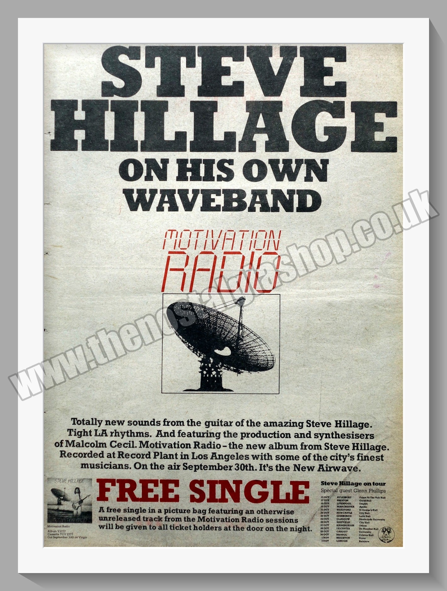Steve Hillage Motivation Radio. Original Advert 1977 (ref AD14797)