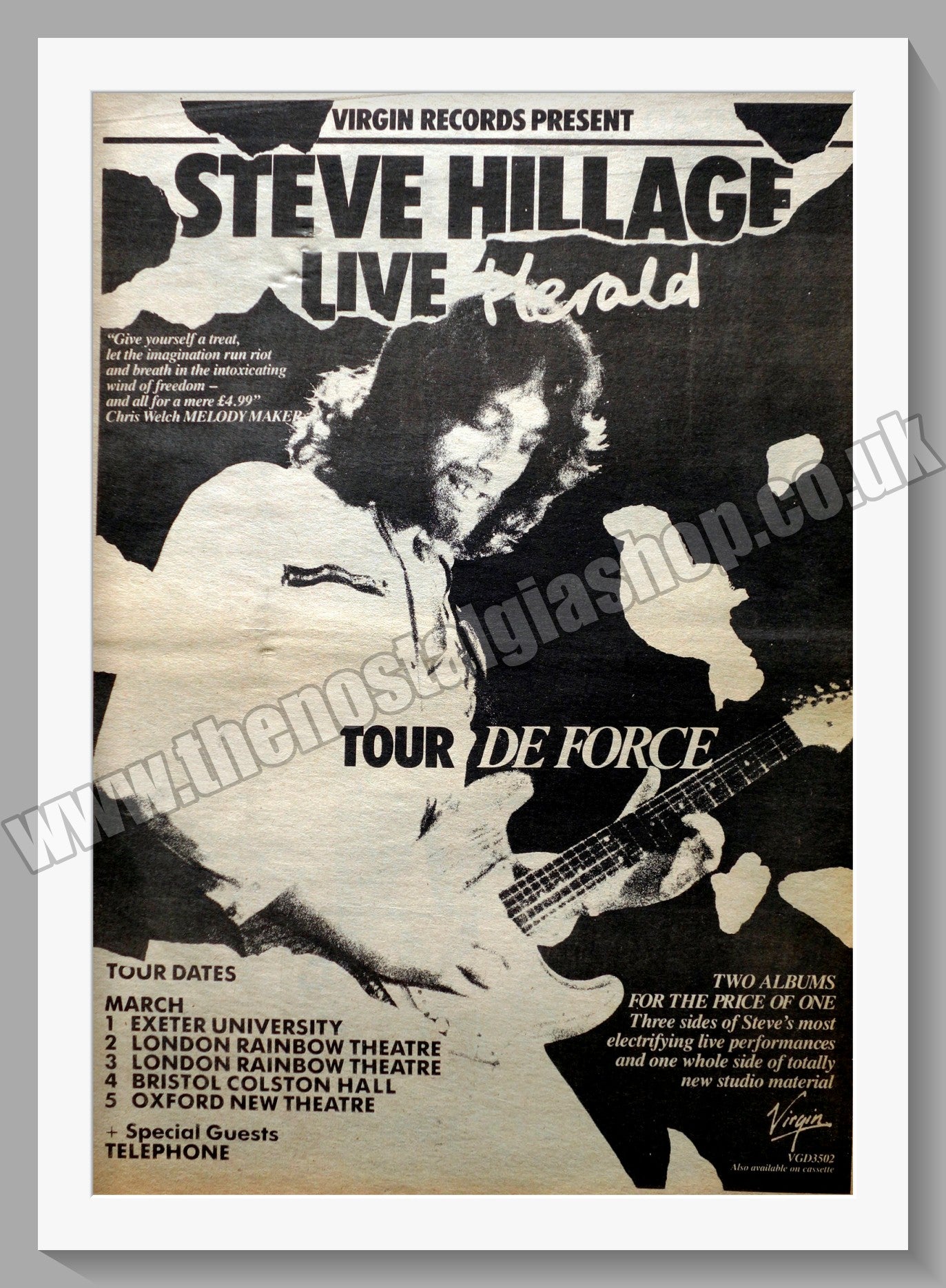 Steve Hillage Live Herald. Original Advert 1979 (ref AD14804)