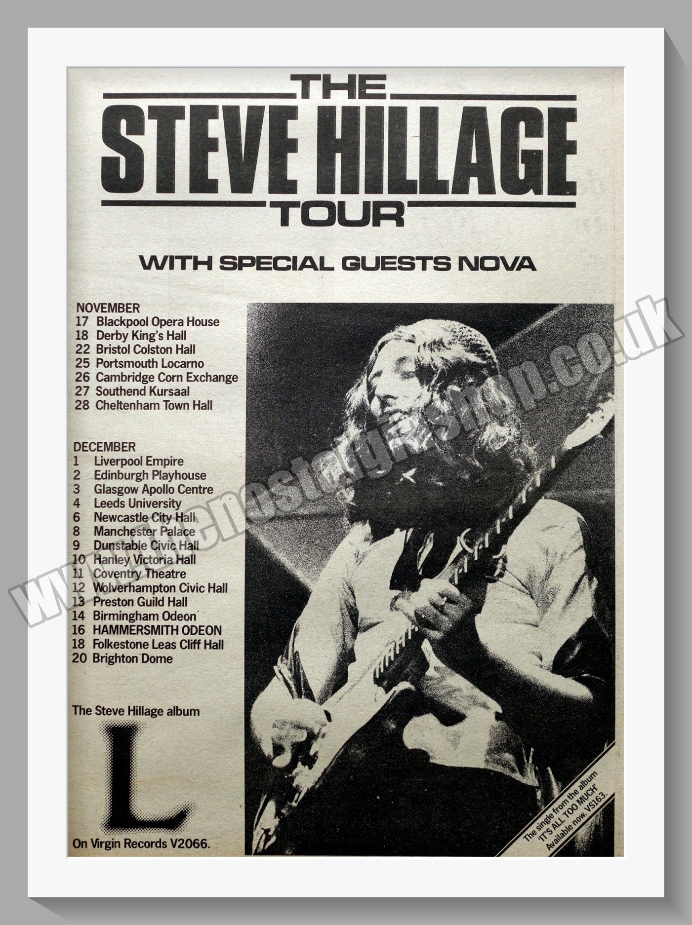 Steve Hillage Tour. Original Advert 1976 (ref AD14805)