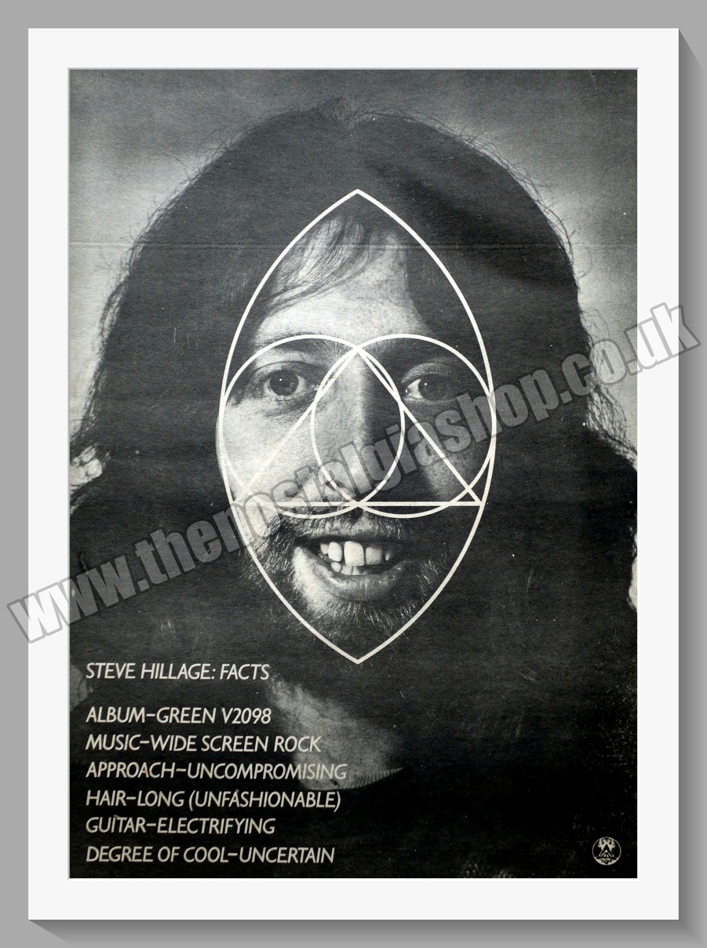 Steve Hillage Green V2098. Original Advert 1978 (ref AD14806)