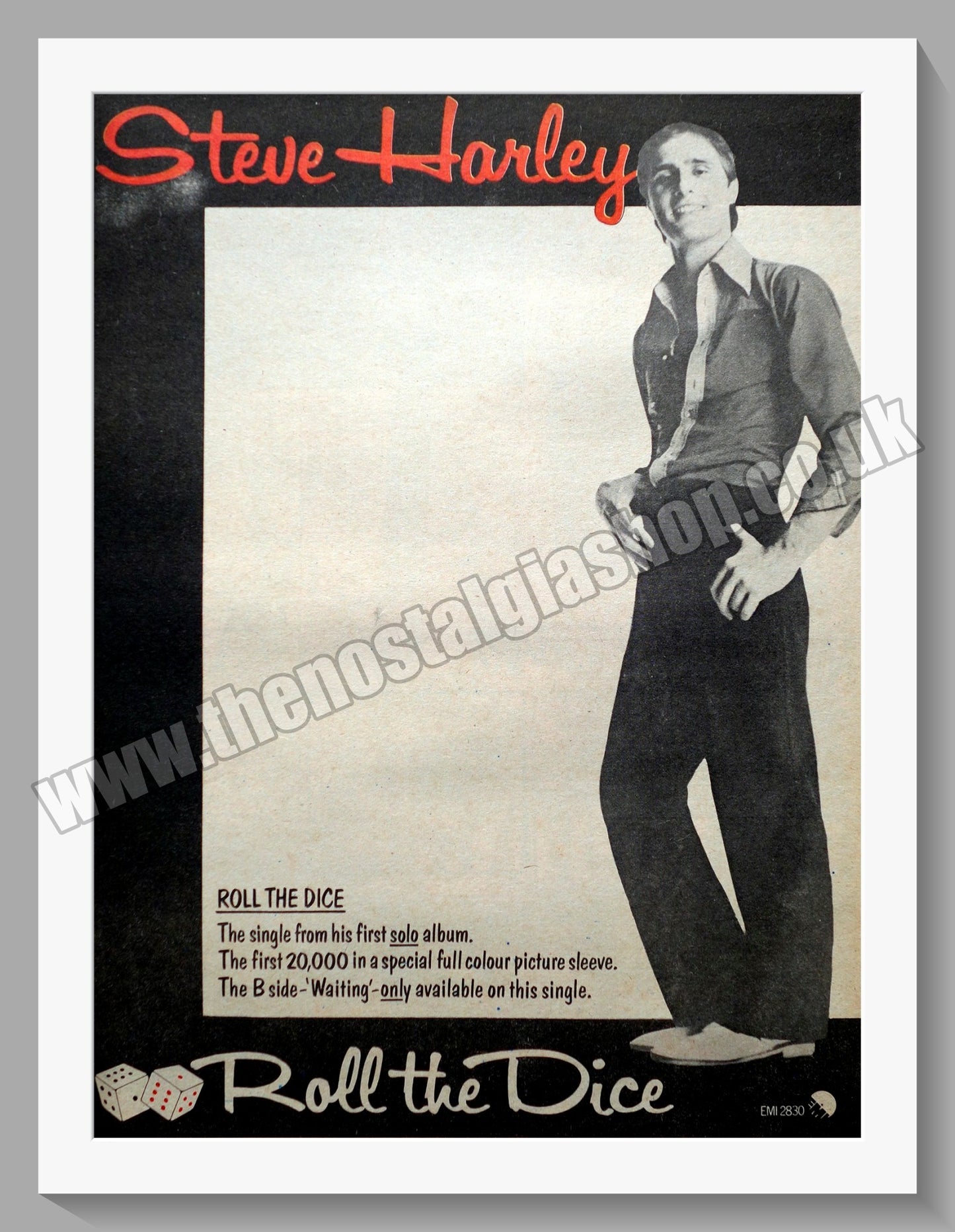 Steve Harley Roll The Dice. Original Advert 1978 (ref AD14810)