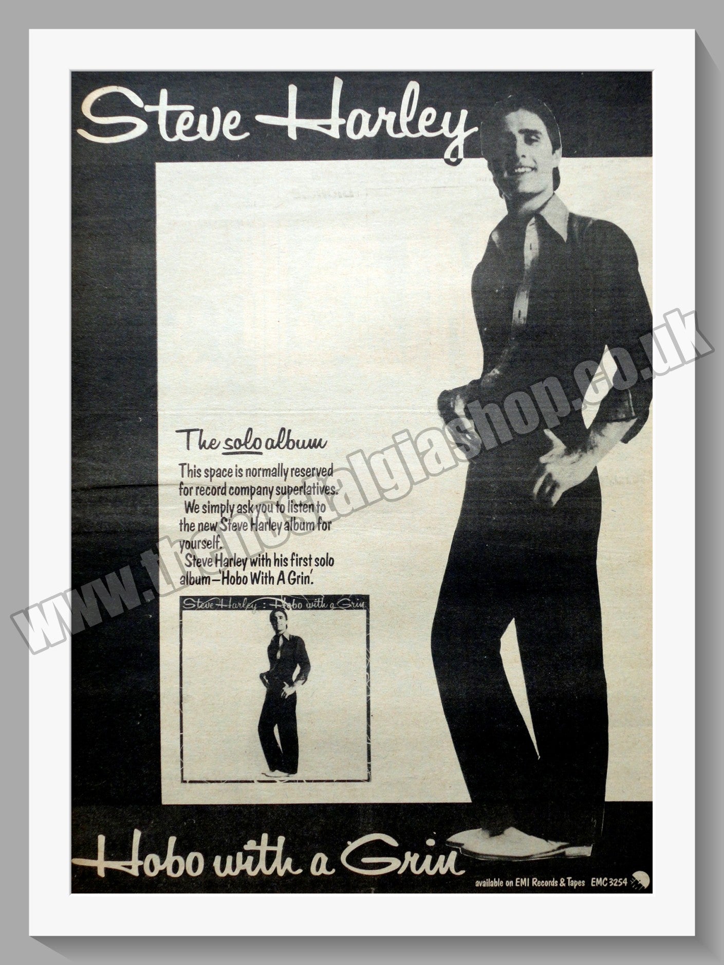 Steve Harley Hobo With A Grin. Original Advert 1978 (ref AD14812)