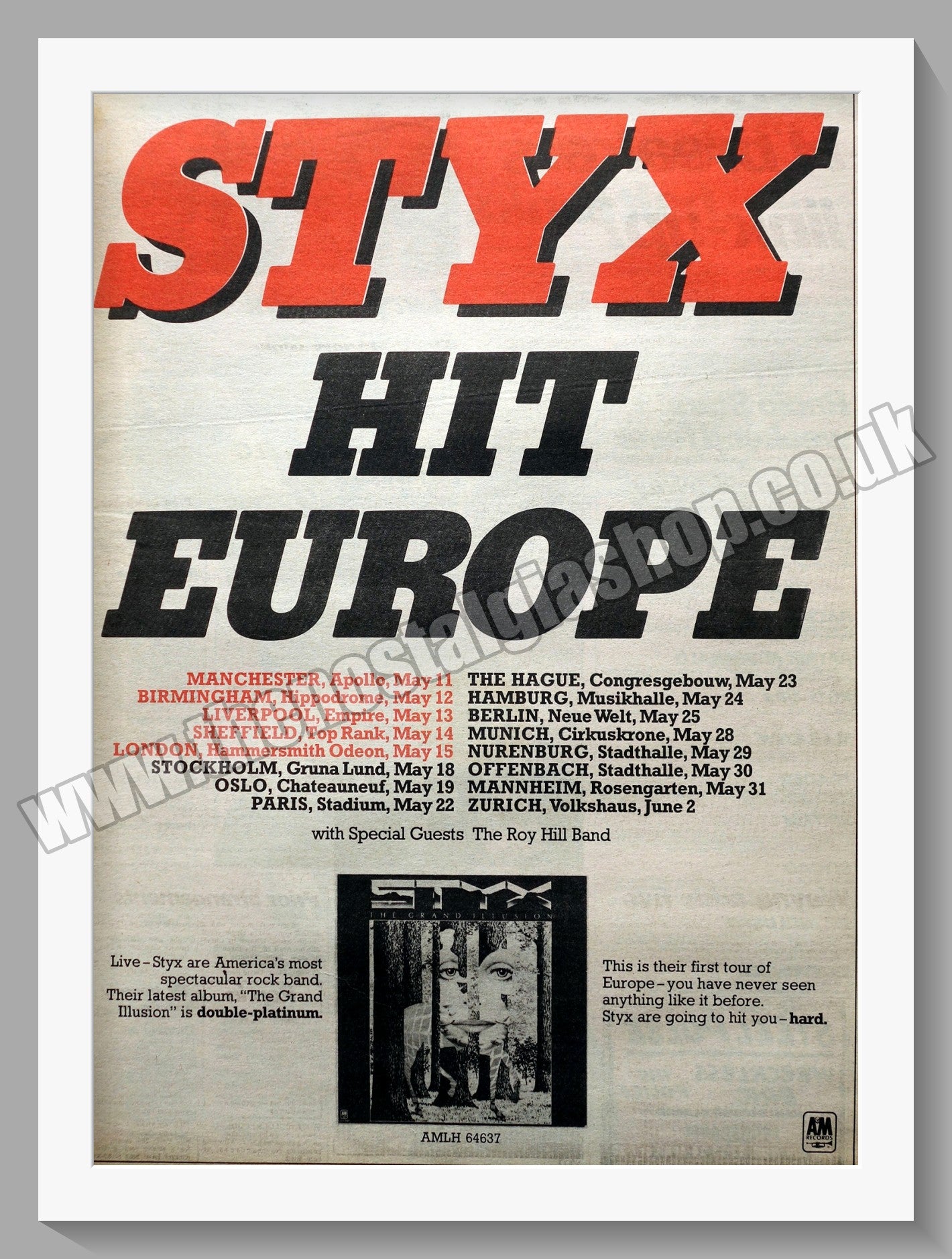 Styx Europe Tour. Original Advert 1978 (ref AD14819)