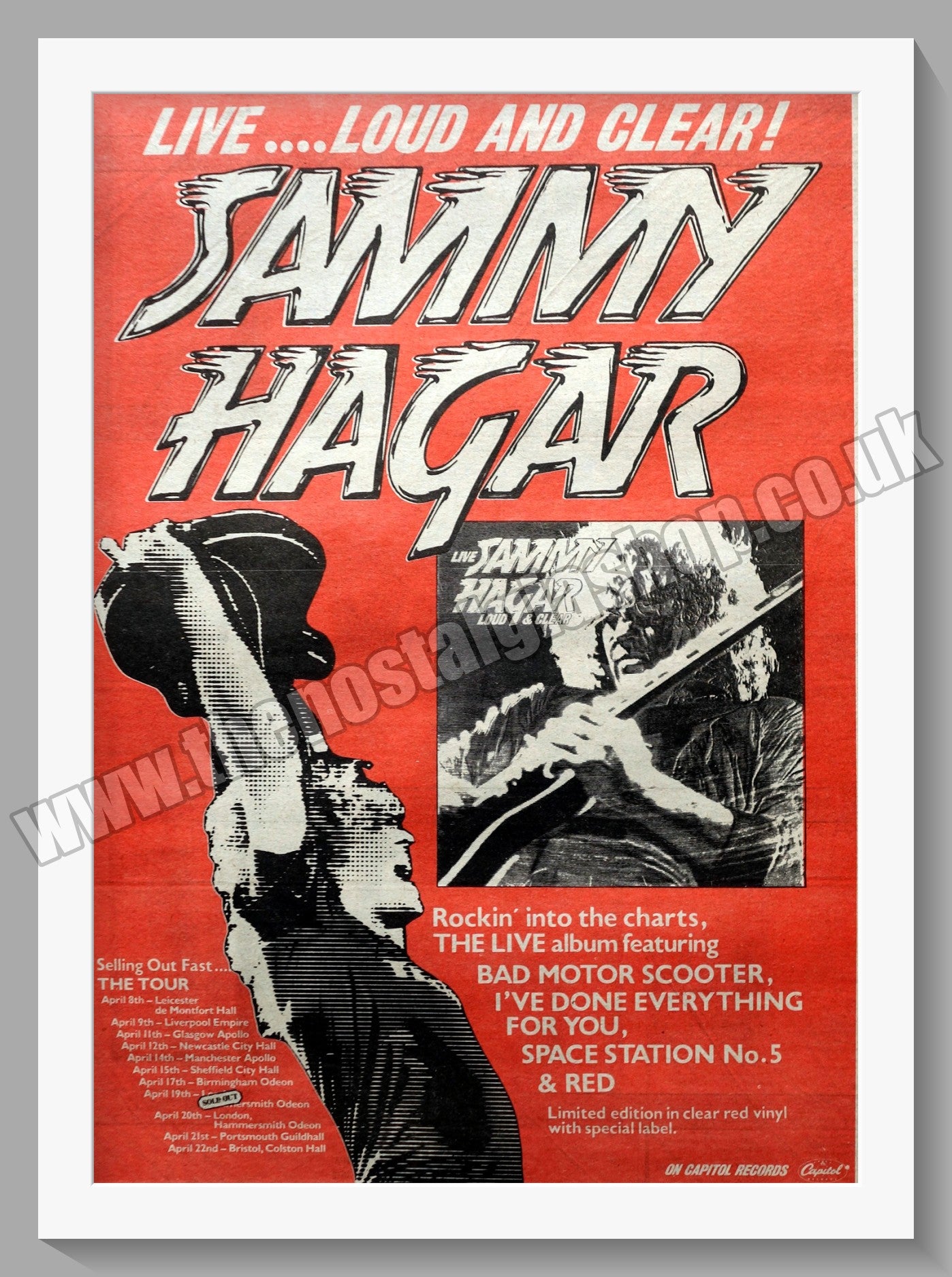 Sammy Hagar Live & Clear. Original Advert 1980 (ref AD14821)