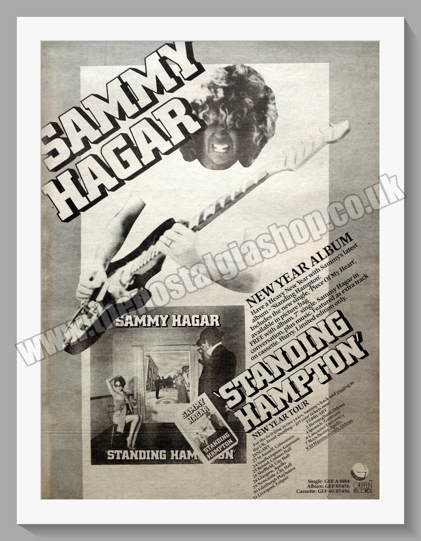 Sammy Hagar Standing Hampton. Original Advert 1982 (ref AD14824)