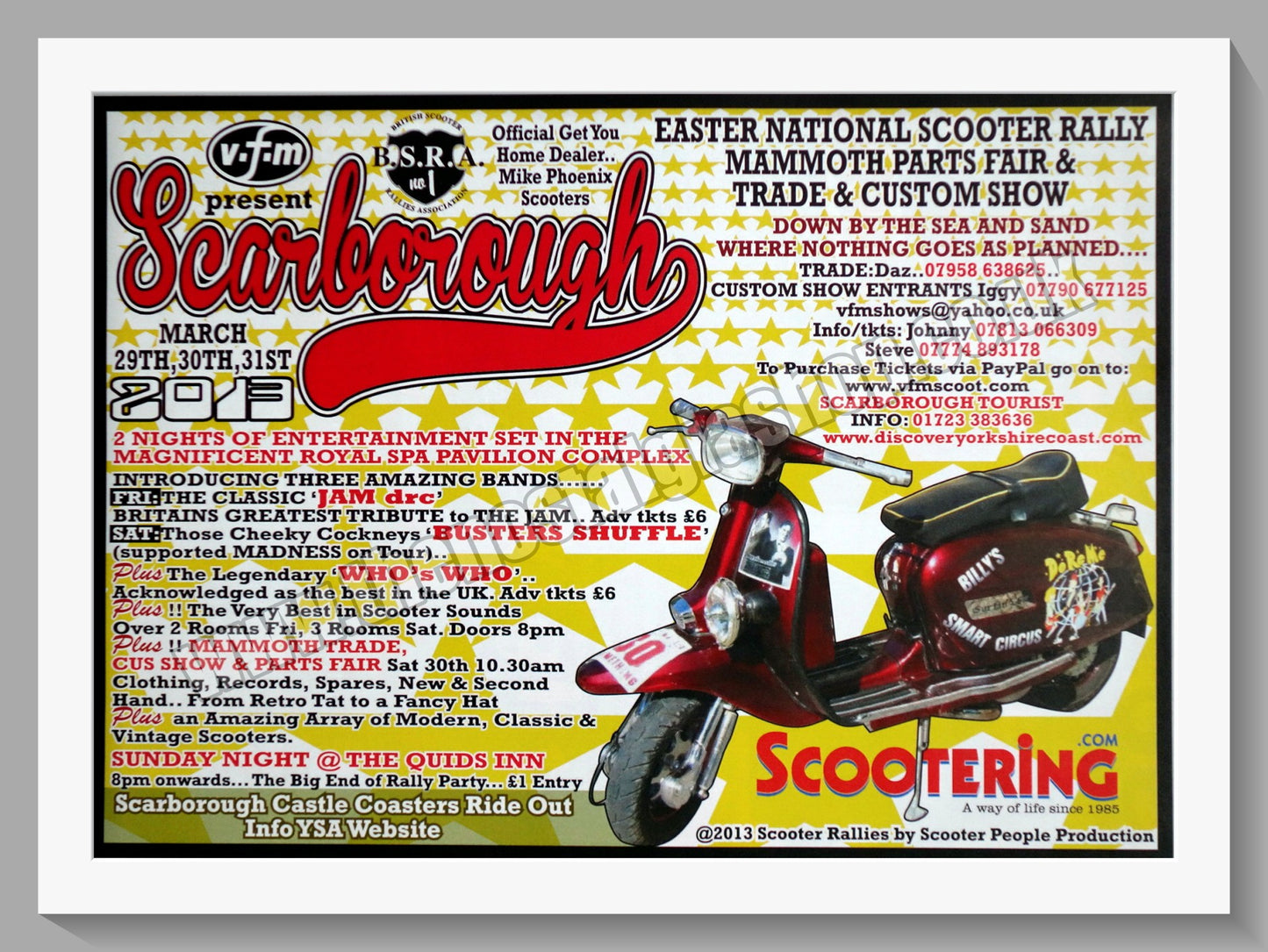 Scarborough National Scooter Rally. 2013. Original Advert (ref AD60155)