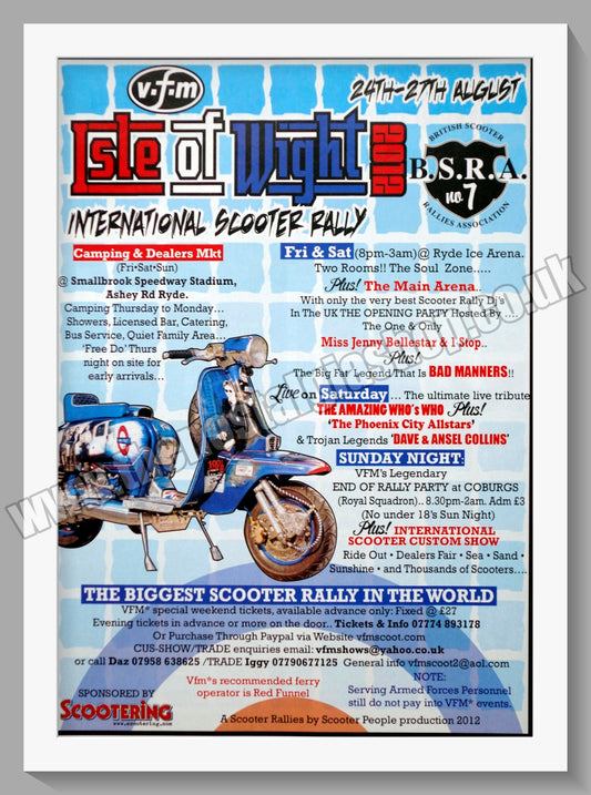 Isle Of Wight International Scooter Rally. 2012. Original Advert (ref AD60161)