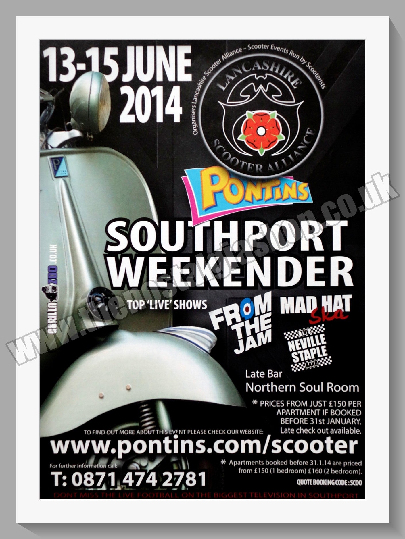 Pontin's Southport Scooter & Ska Weekender 2014. Original Advert (ref AD60184)