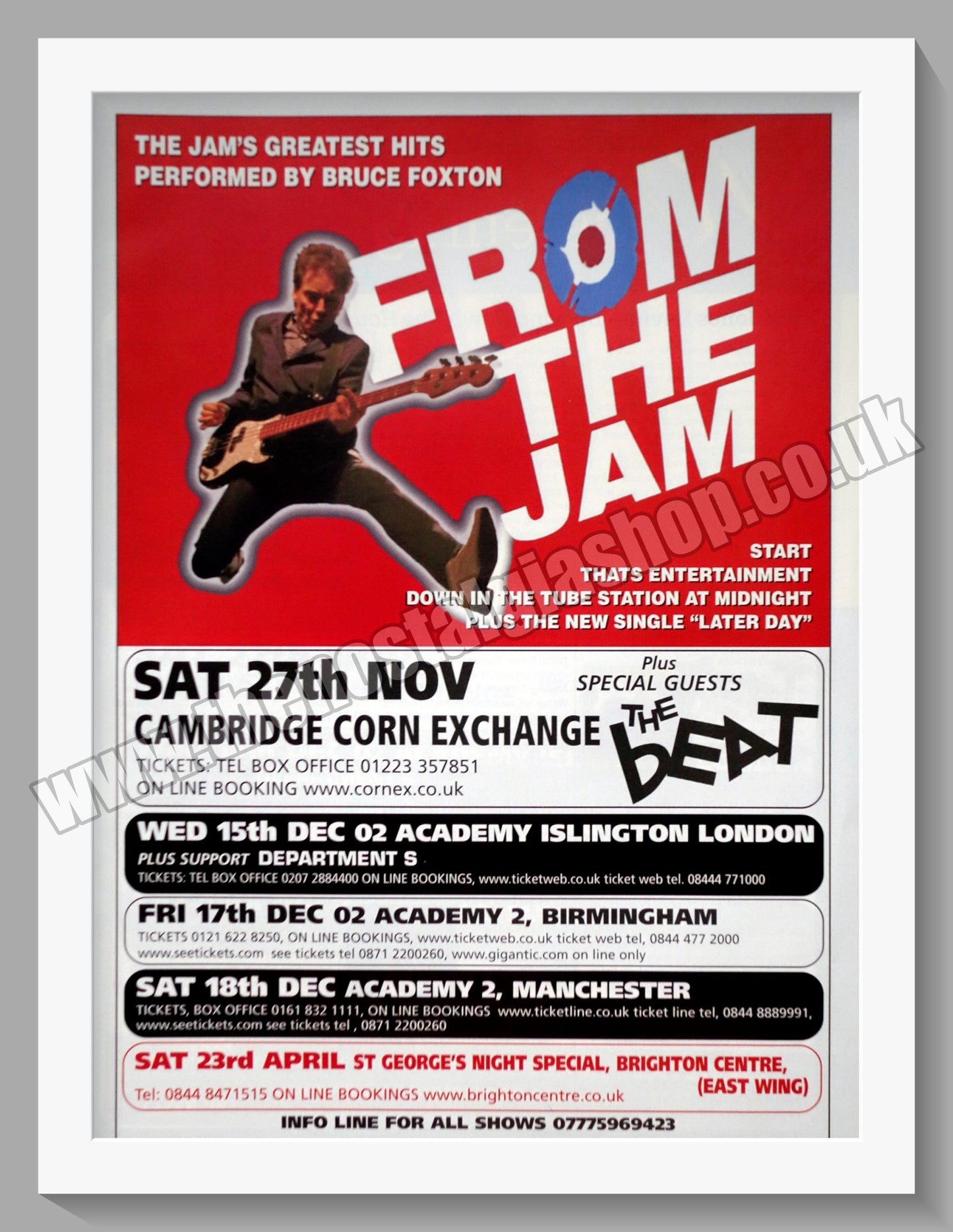 From The Jam (Bruce Foxton) UK Shows. Vintage Advert 2010 (ref AD60338)