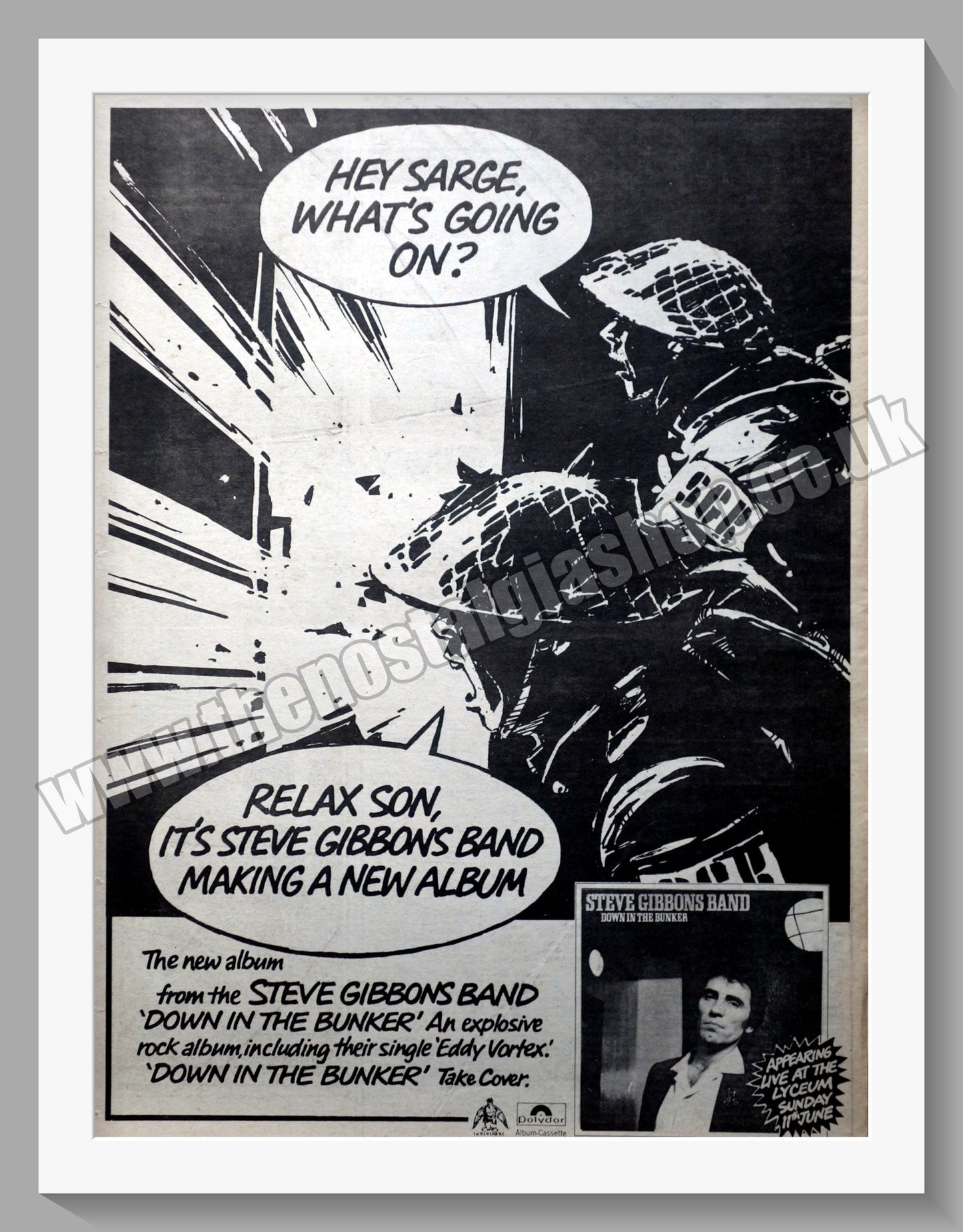 Steve Gibbons Band Down In The Bunker. Original Advert 1978 (ref AD14868)