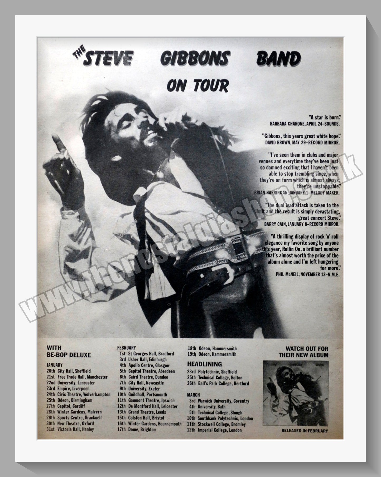 Steve Gibbons Band On Tour. Original Advert 1977 (ref AD14872)