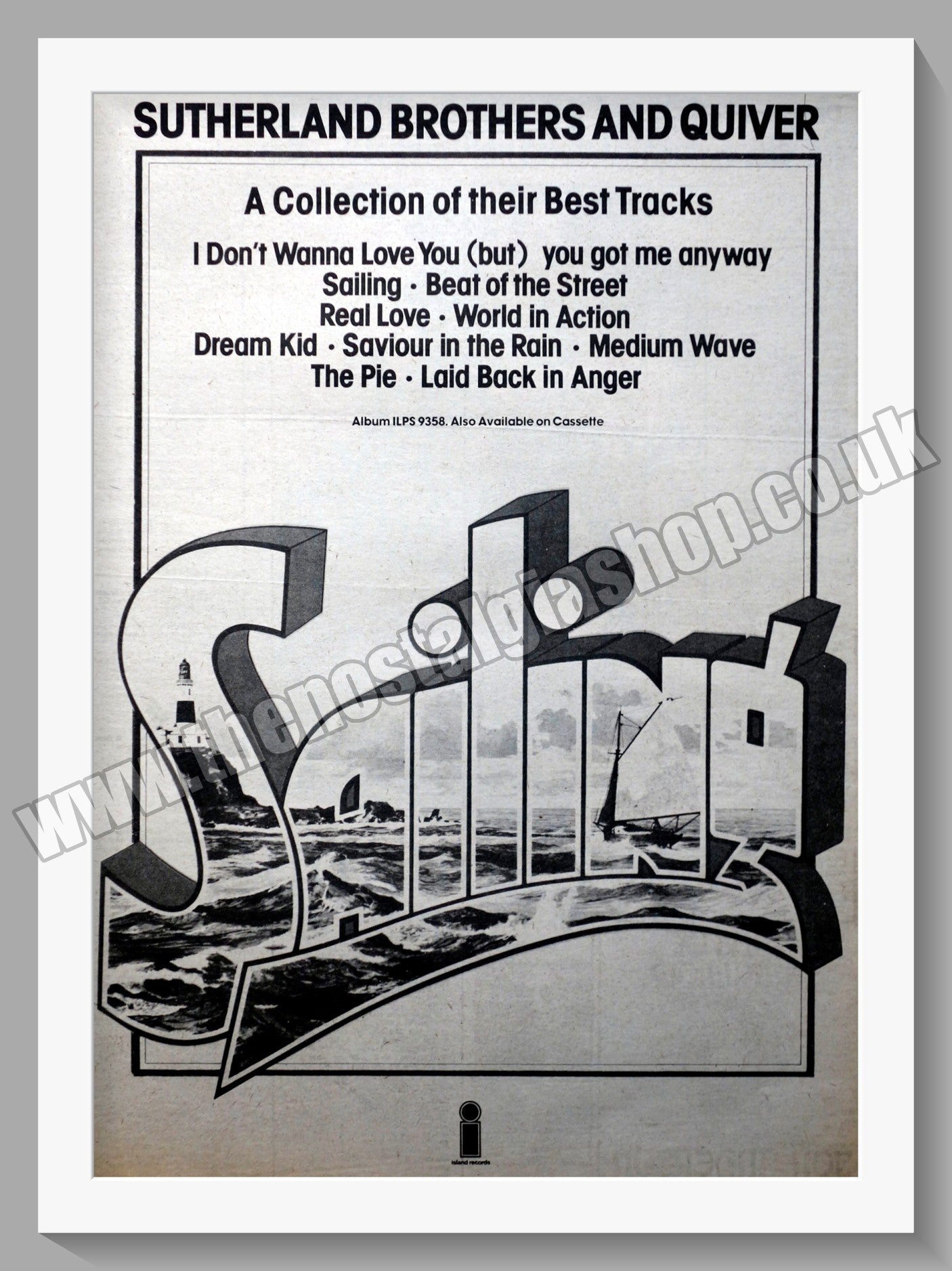 Sutherland Brothers And Quiver Sailing. Original Advert 1976 (ref AD14873)