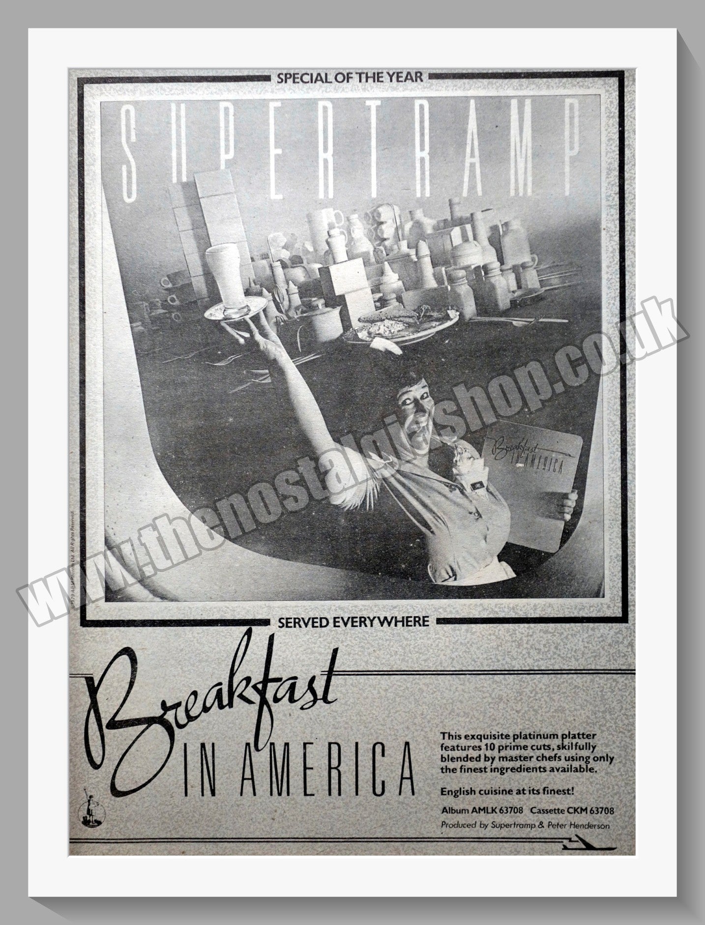 Super Tramp Breakfast In America. Original Advert 1979 (ref AD14893)