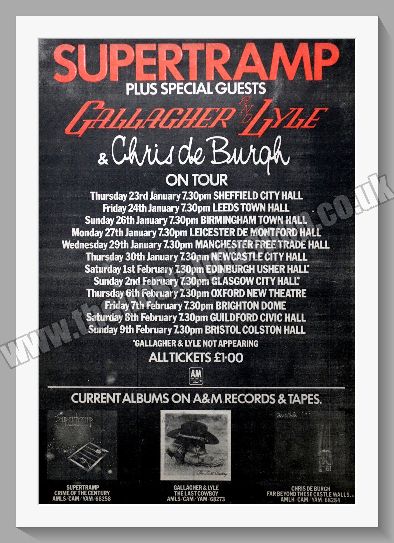 Supertramp On Tour. Original Advert 1975 (ref AD14897)