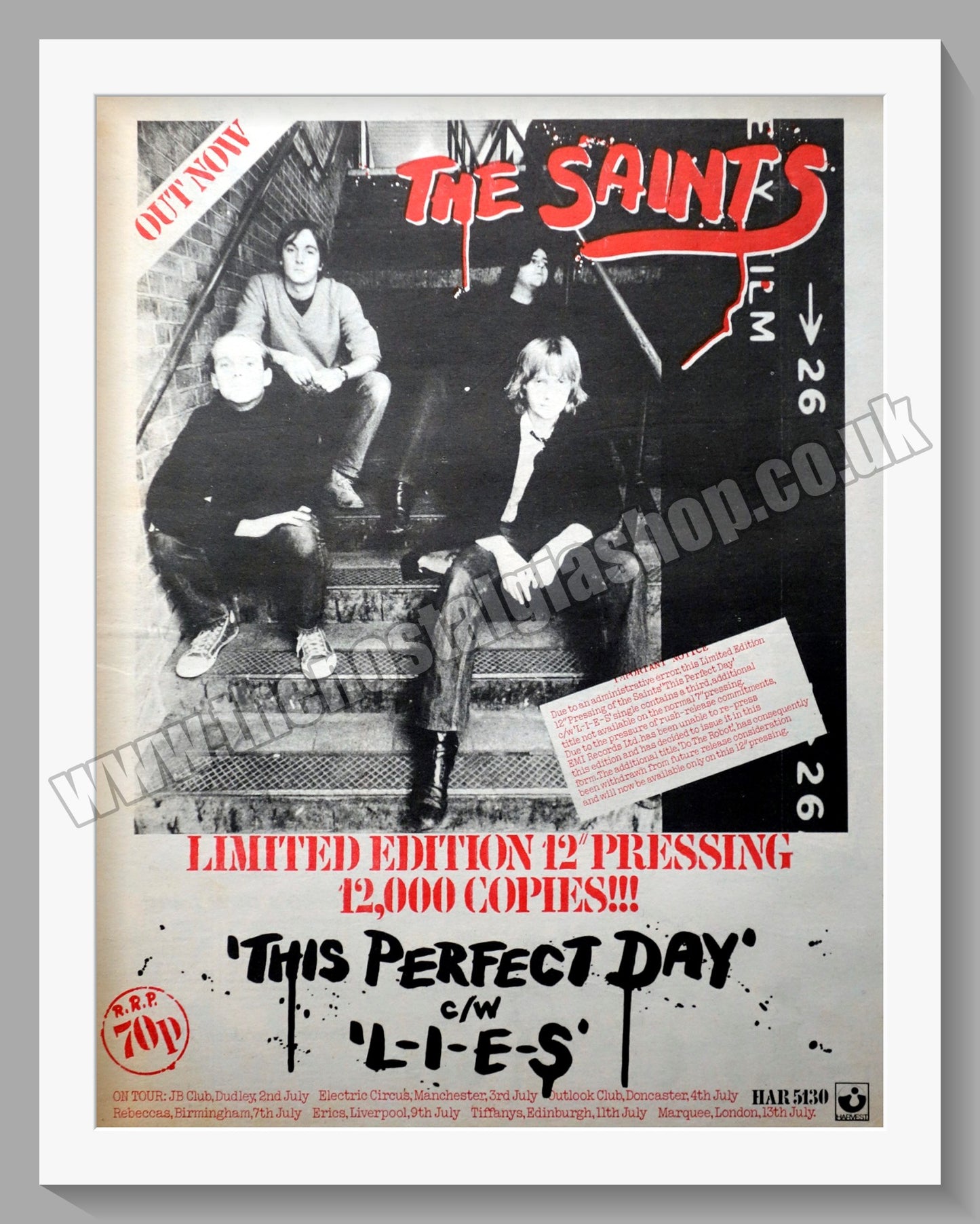 Saints (The) This Perfect Day. Original Advert 1977 (ref AD14927)