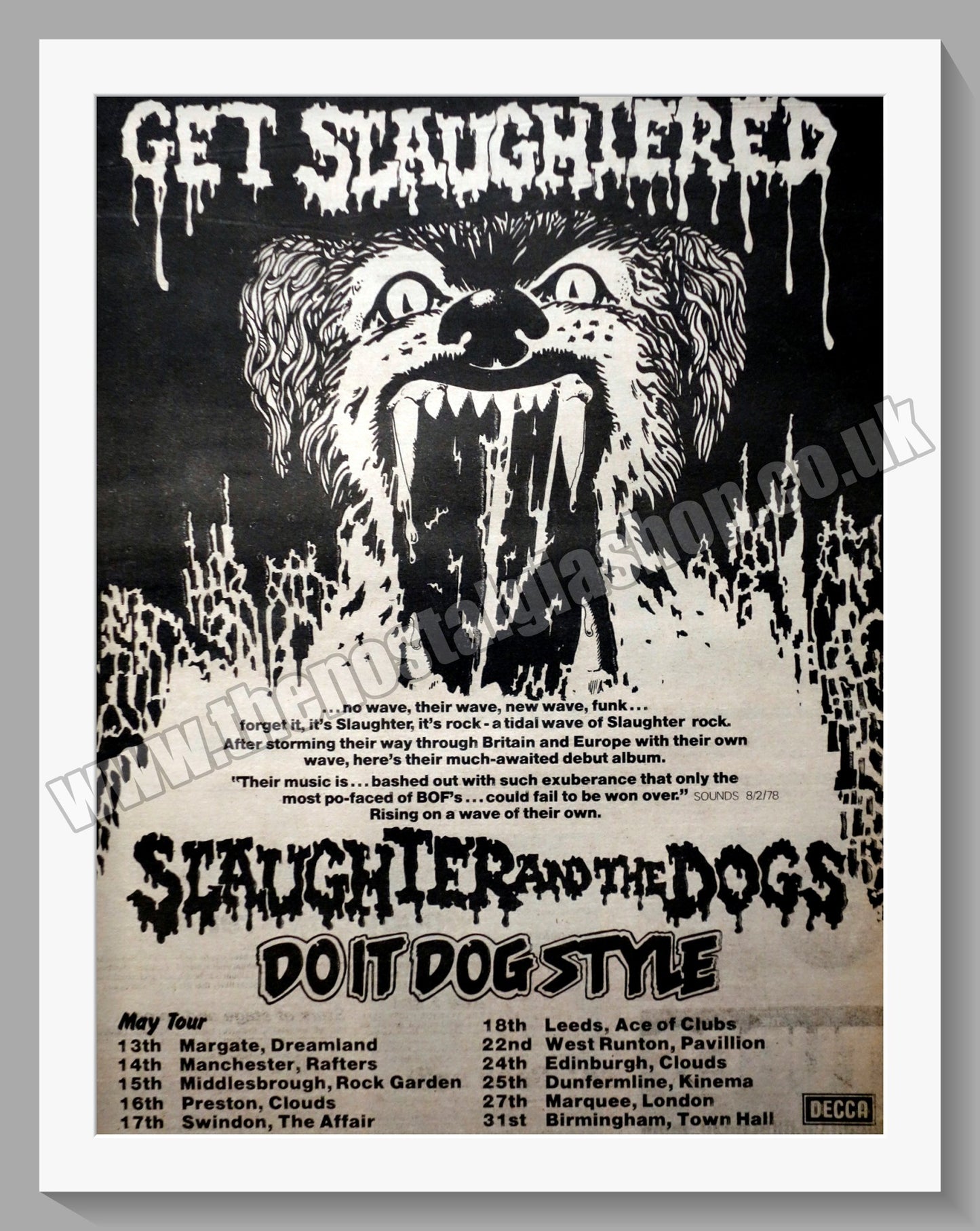 Slaughter And The Dogs Do It Dog Style. Original Advert 1978 (ref AD14930)