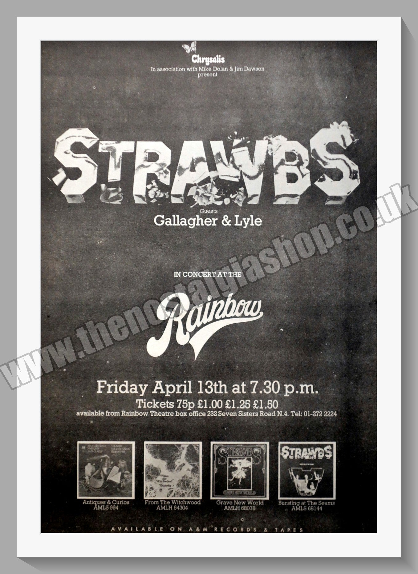 Strawbs In Concert With Gallagher & Lyle. Original Advert 1973 (ref AD14938)