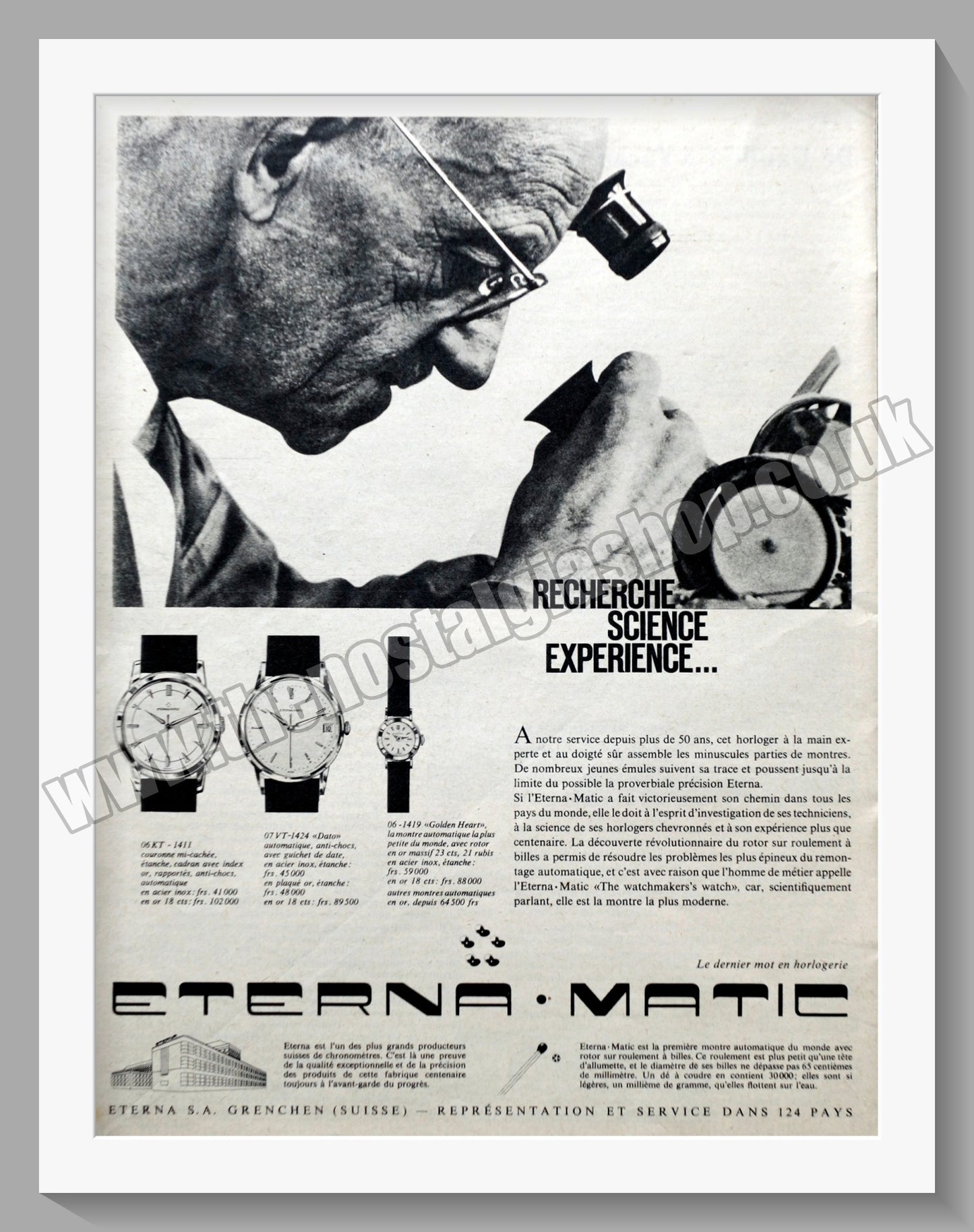 Eterna Matic Watches. Original French Advert 1958 (ref AD300694)