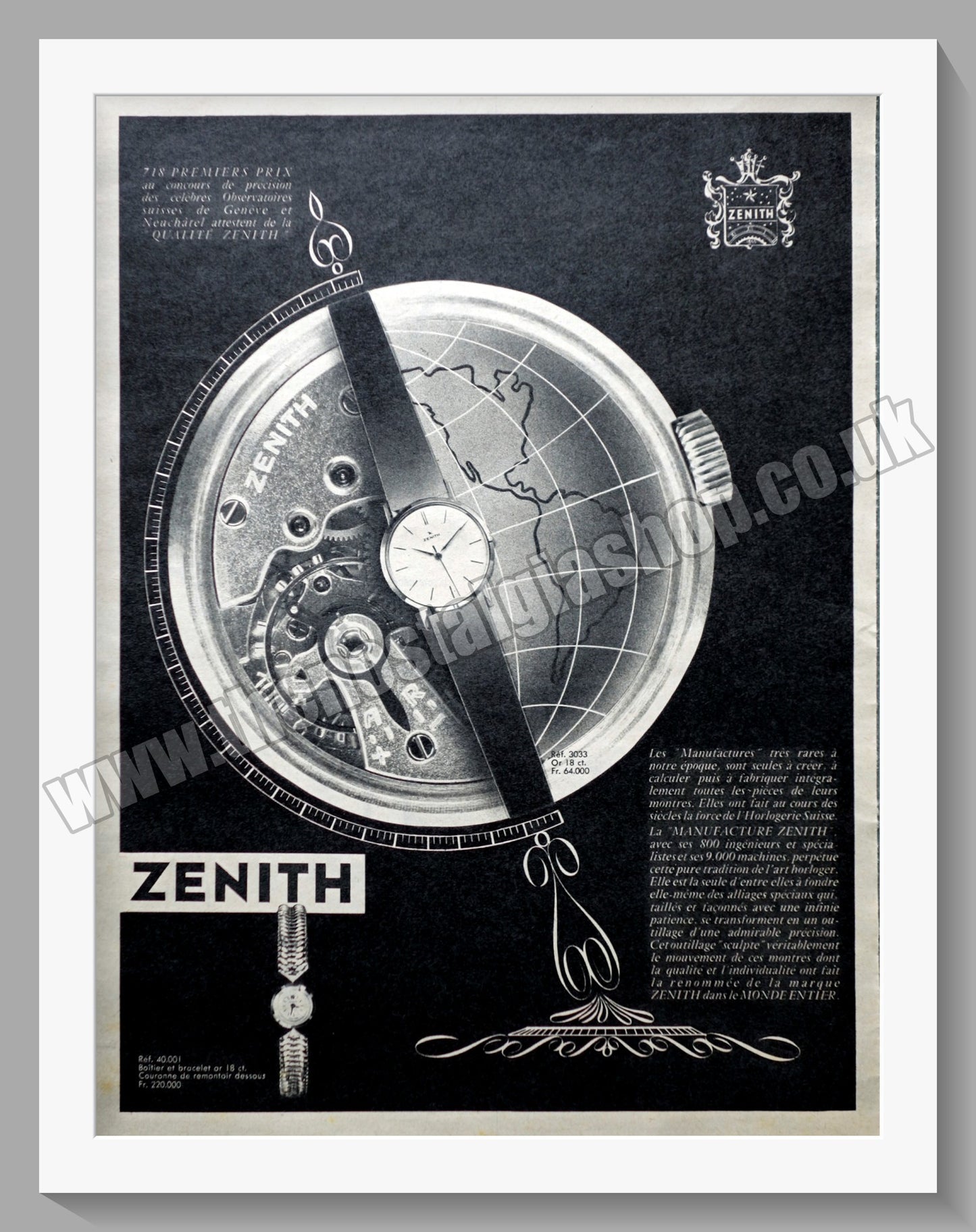 Zenith Watches. Original French Advert 1958 (ref AD300693)