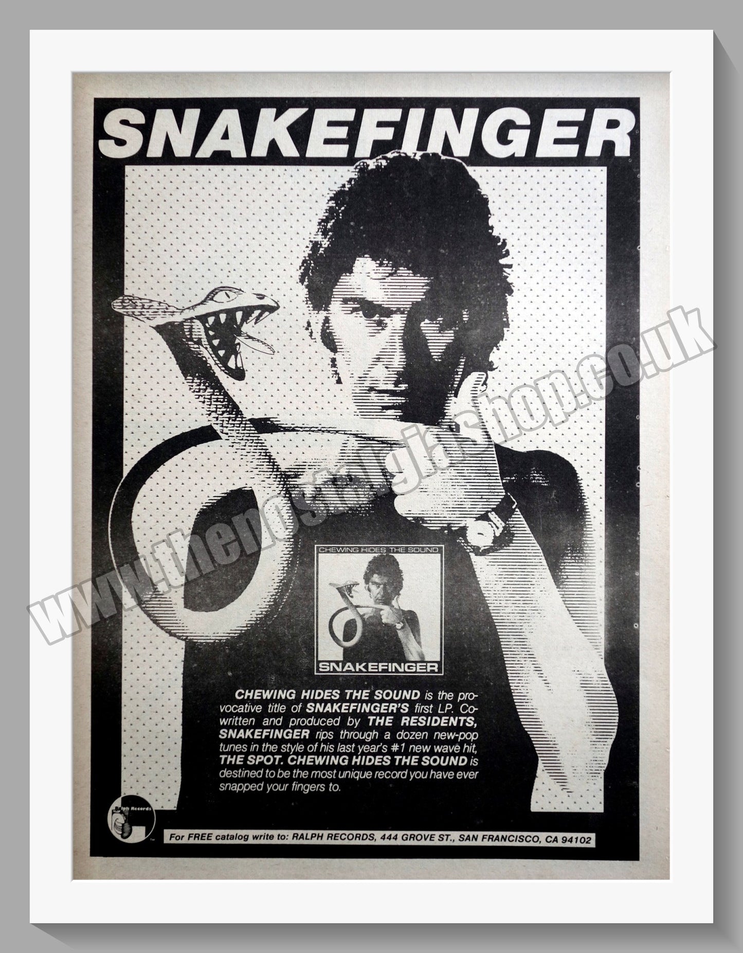 Snakefinger Chewing Hides The sound. Original Advert 1979 (ref AD14965)