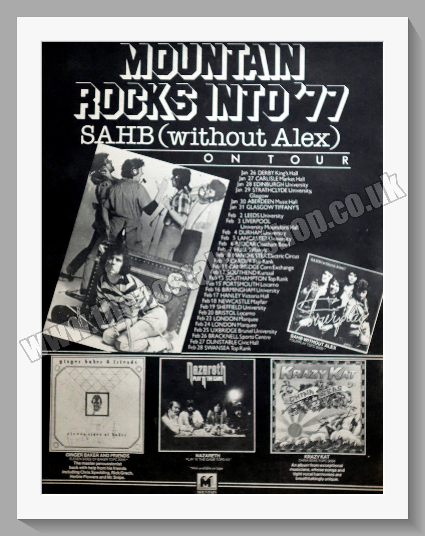 Sahb (Without Alex) On Tour. Original Advert 1977 (ref AD14972)