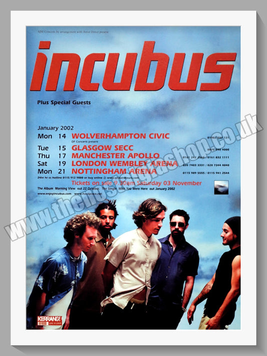 Incubus. UK Tour. Original Advert 2002 (ref AD60398)