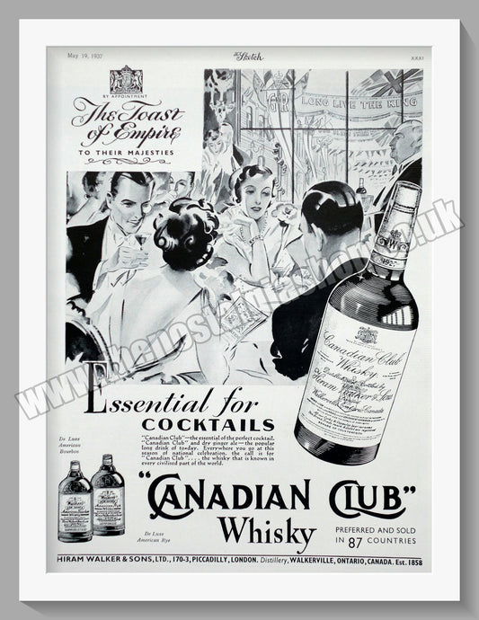 Canadian Club Whisky. Original Advert 1937 (ref AD300722)