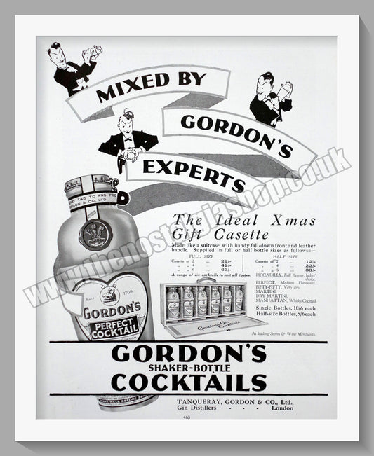 Gordon's Shaker-Bottle Cocktails Original Advert 1927 (ref AD9219)