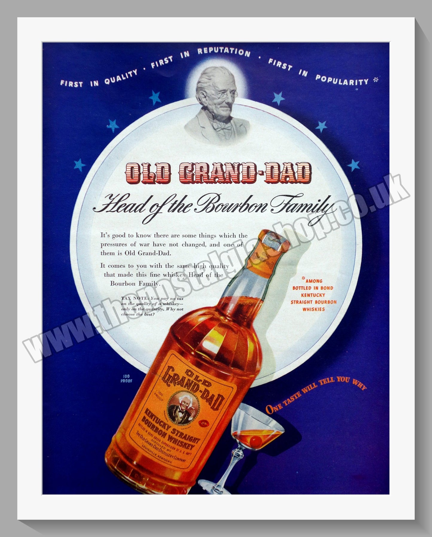 Old Grand-Dad Bourbon Whiskey. Original Advert 1942 (ref AD300726)