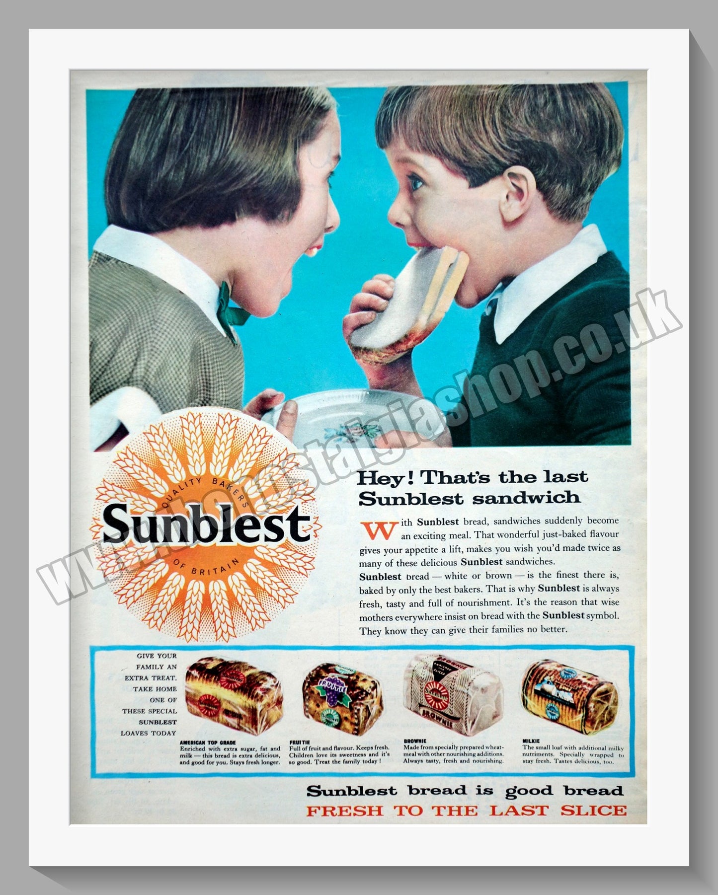 Sunblest Bread. Original Advert 1958 (ref AD300733)