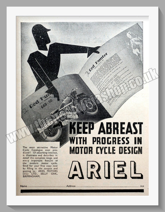 Ariel Motorcycles. Original Advert 1936 (ref AD60518)