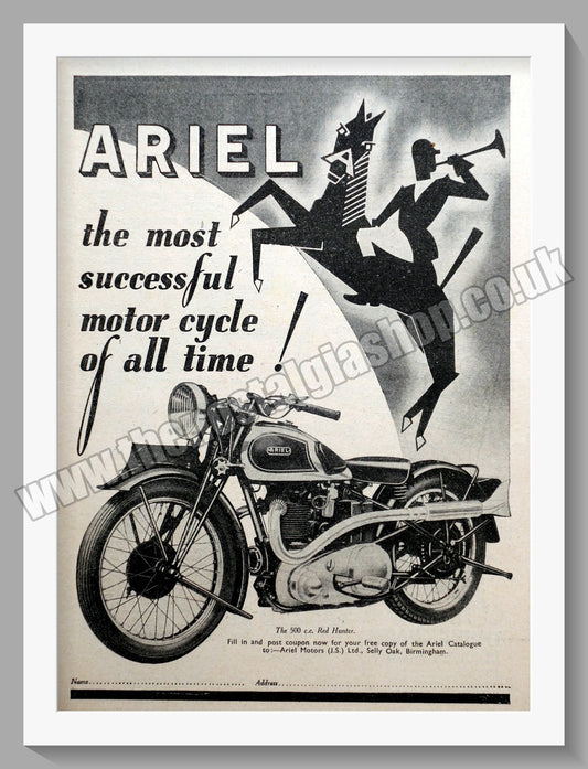 Ariel Red Hunter Motorcycles. Original Advert 1936 (ref AD60520)