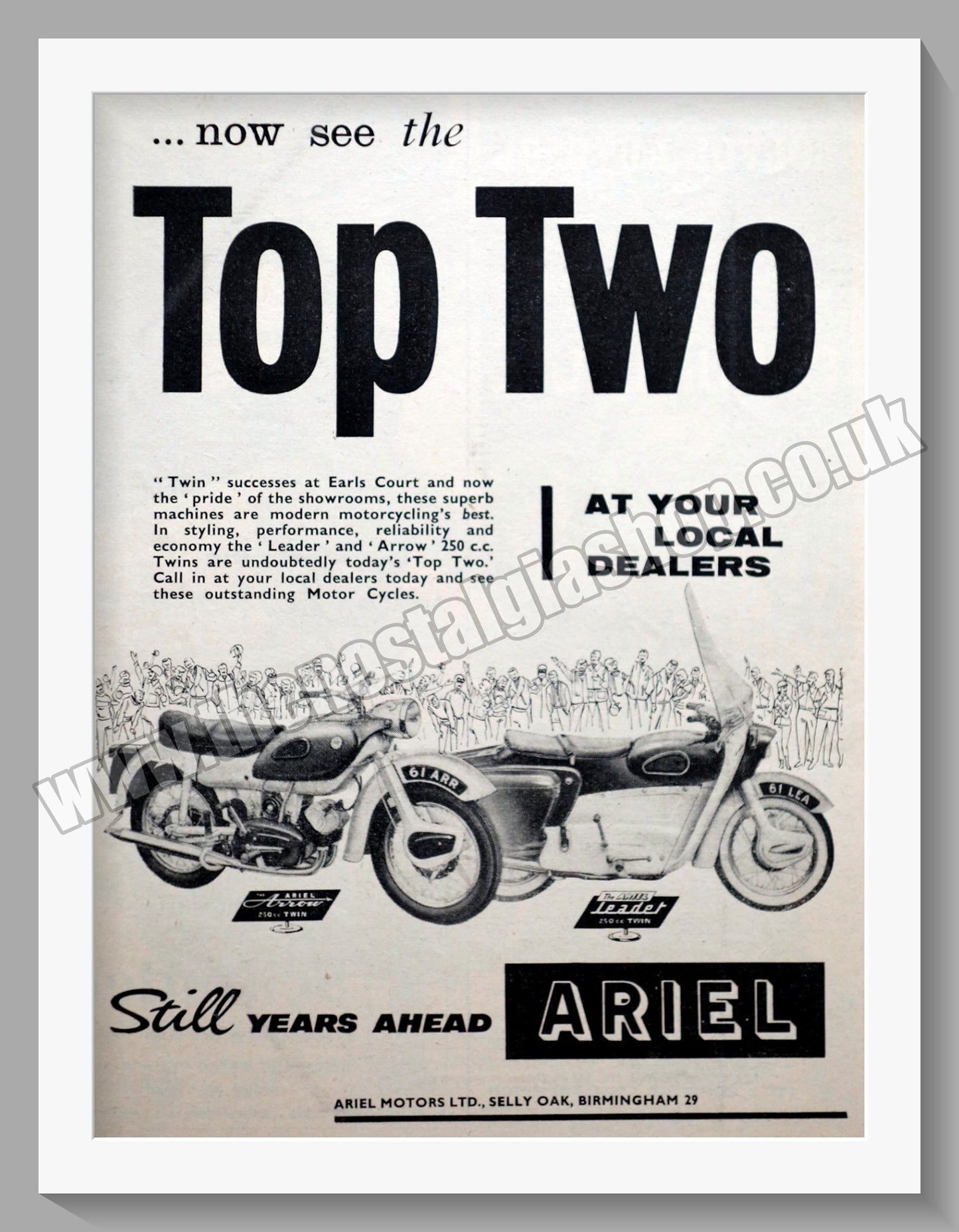 Ariel Arrow and Leader Motorcycles. Original Advert 1960 (ref AD60550)