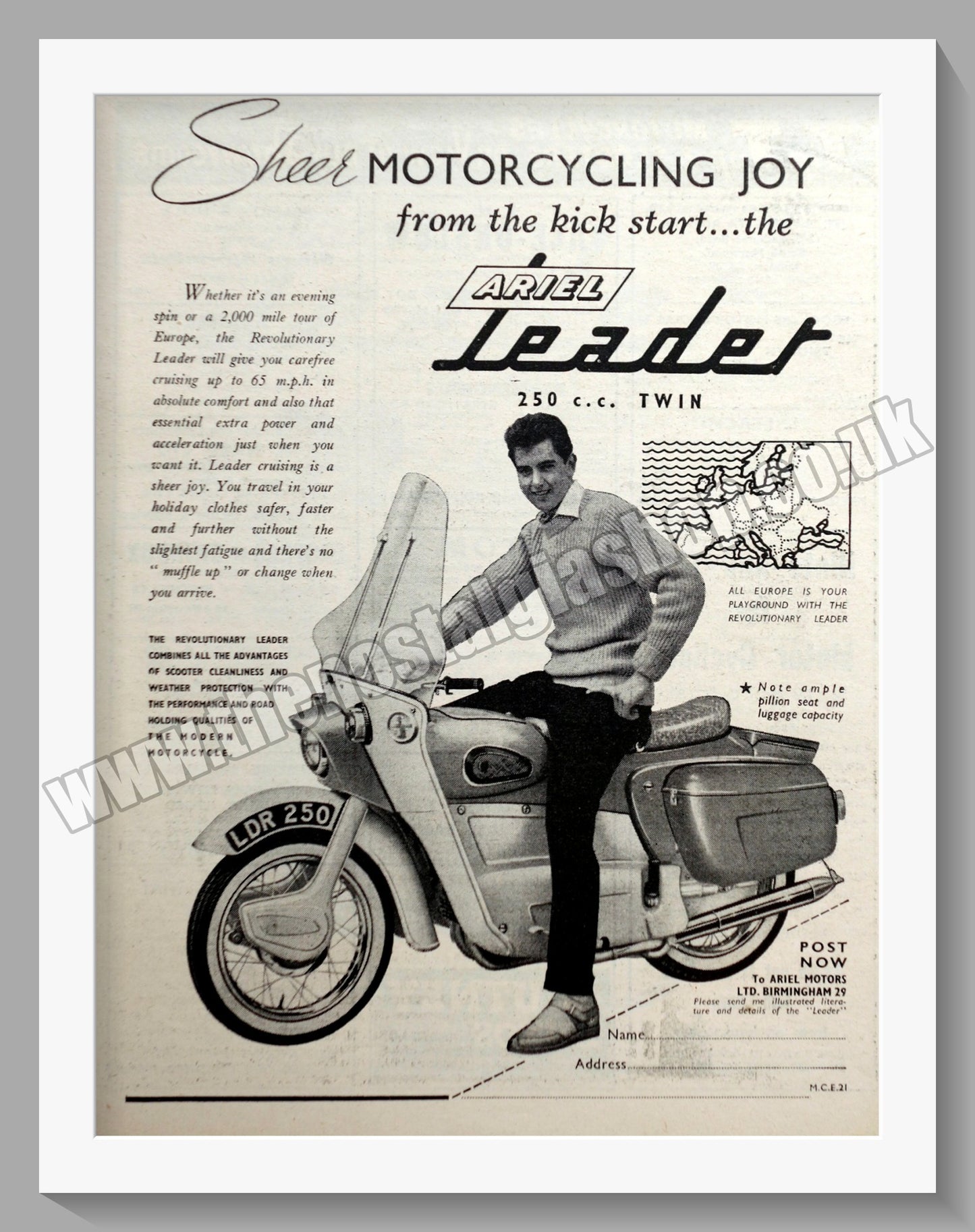Ariel Leader Motorcycles. Original Advert 1959 (ref AD60614)