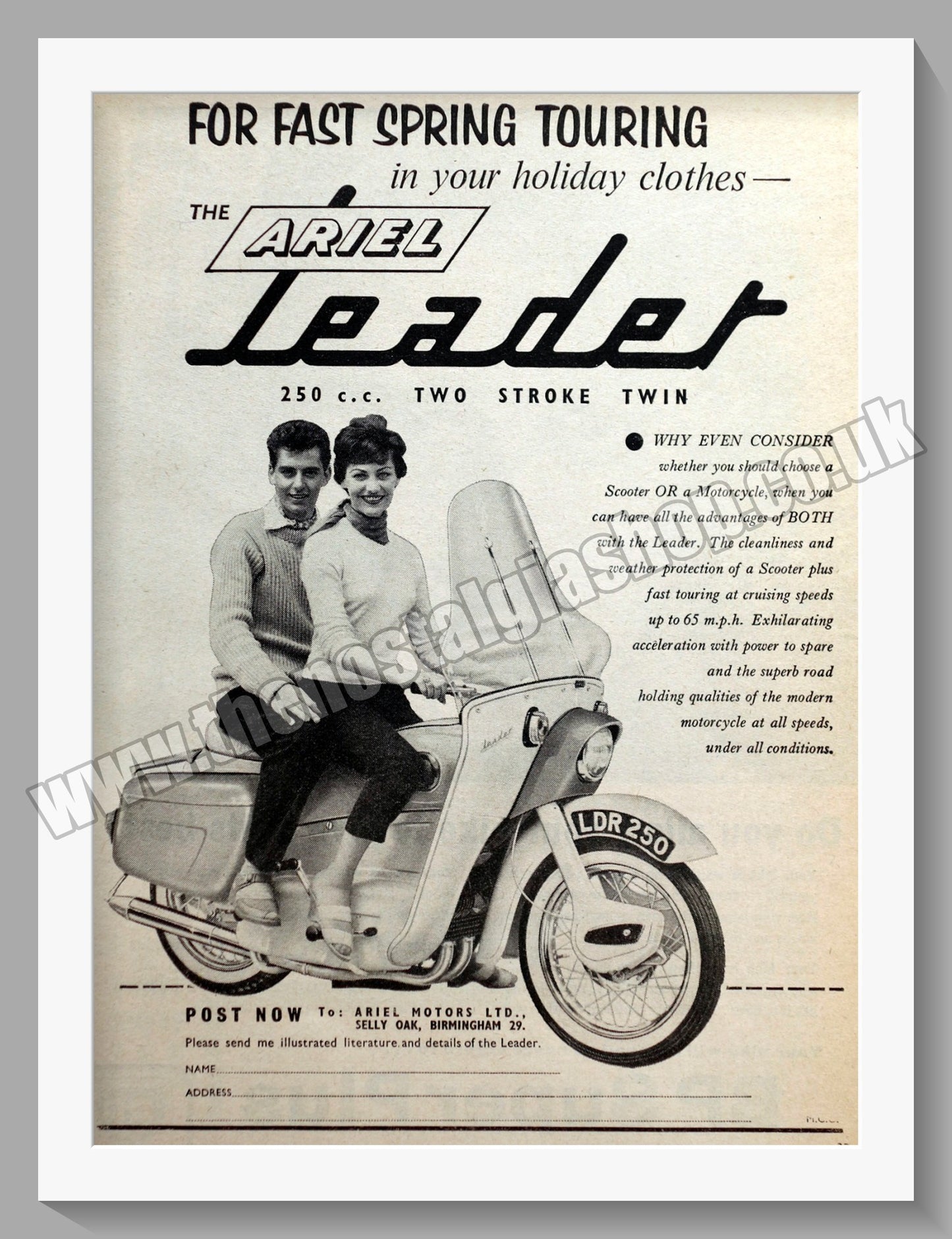 Ariel Leader Motorcycles. Original Advert 1959 (ref AD60615)