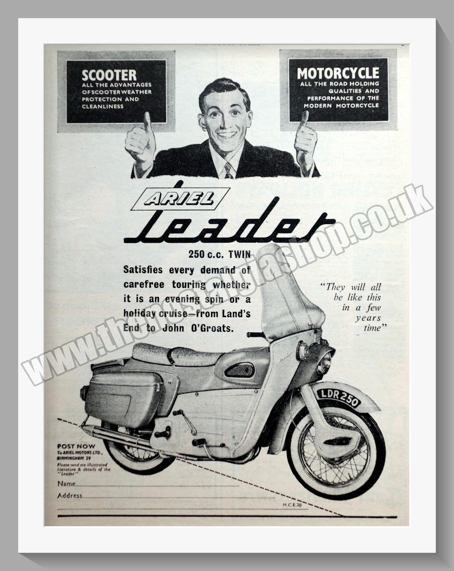 Ariel Leader Motorcycles. Original Advert 1959 (ref AD60620)