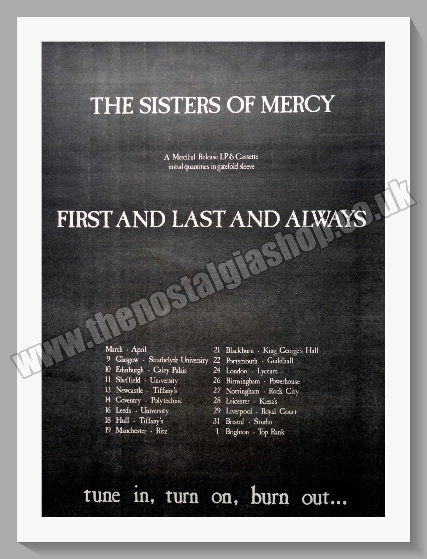Sisters Of Mercy First And Last And Always. 1985 Original Advert (ref AD15268)
