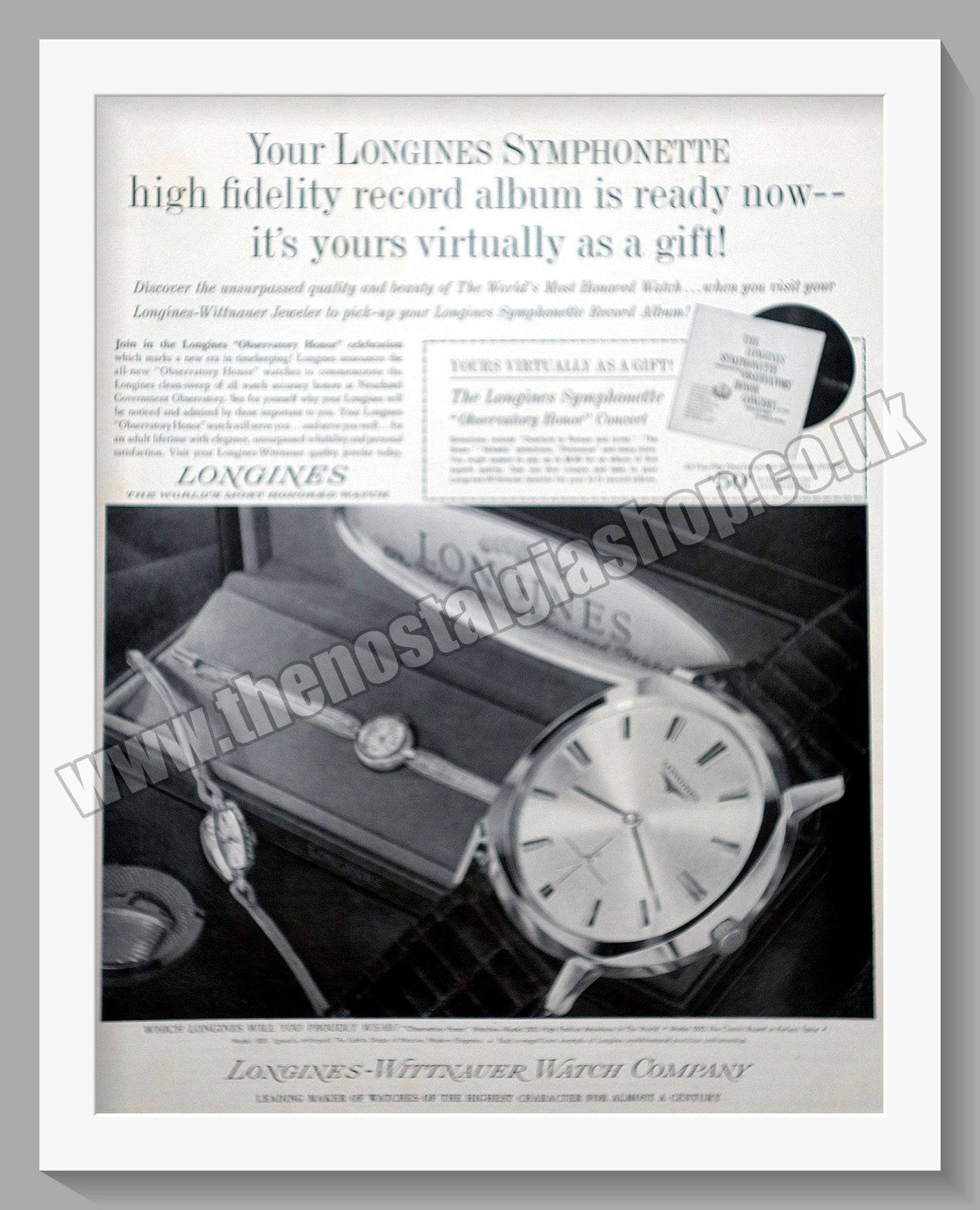 Longines Gentleman's Watch. Original Advert 1963 (ref AD300758)