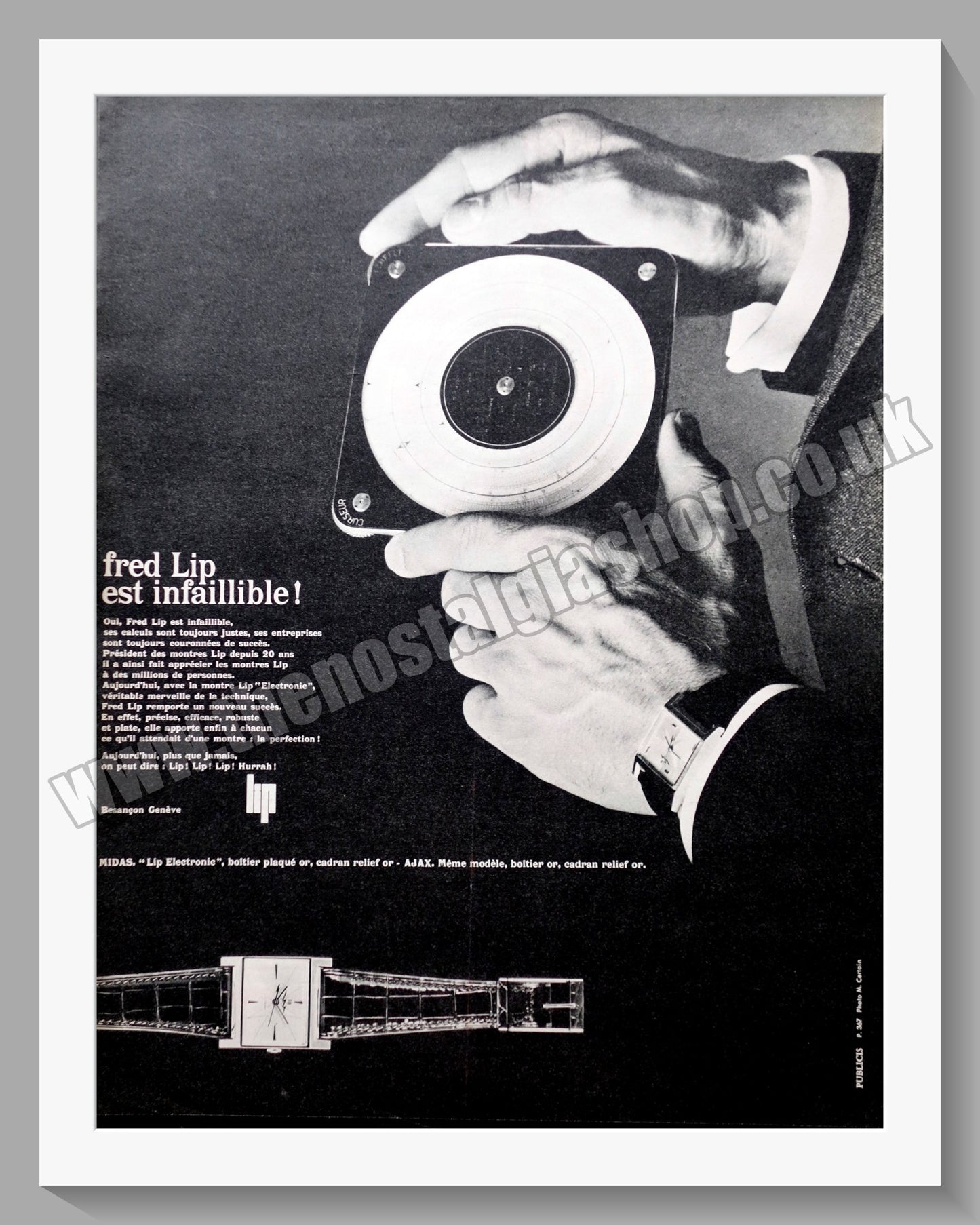 LIP Watches Large Original French Advert 1963 (ref AD300774)