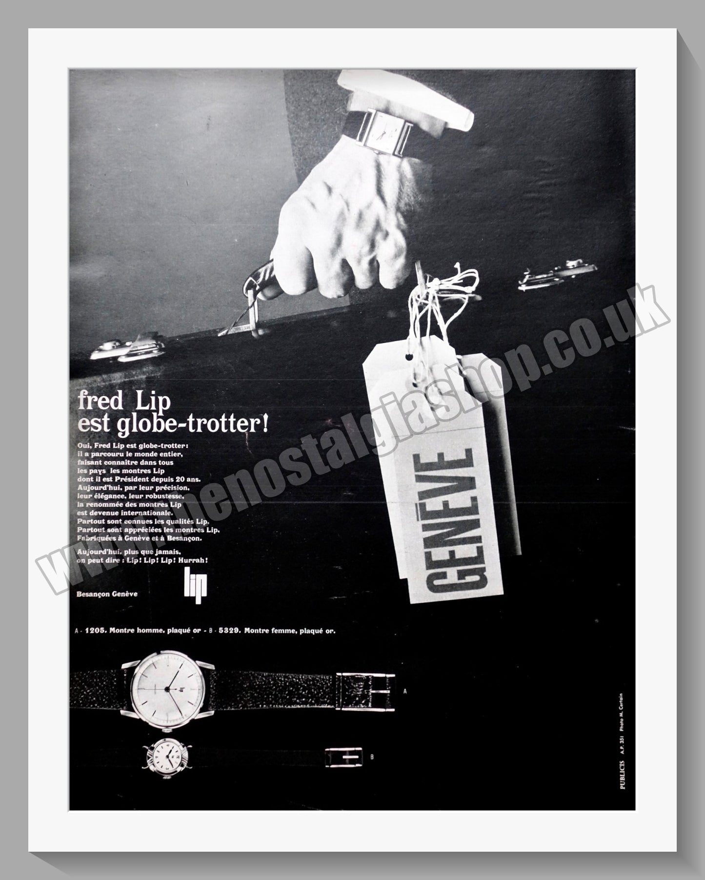 LIP Watches Large Original French Advert 1963 (ref AD300775)