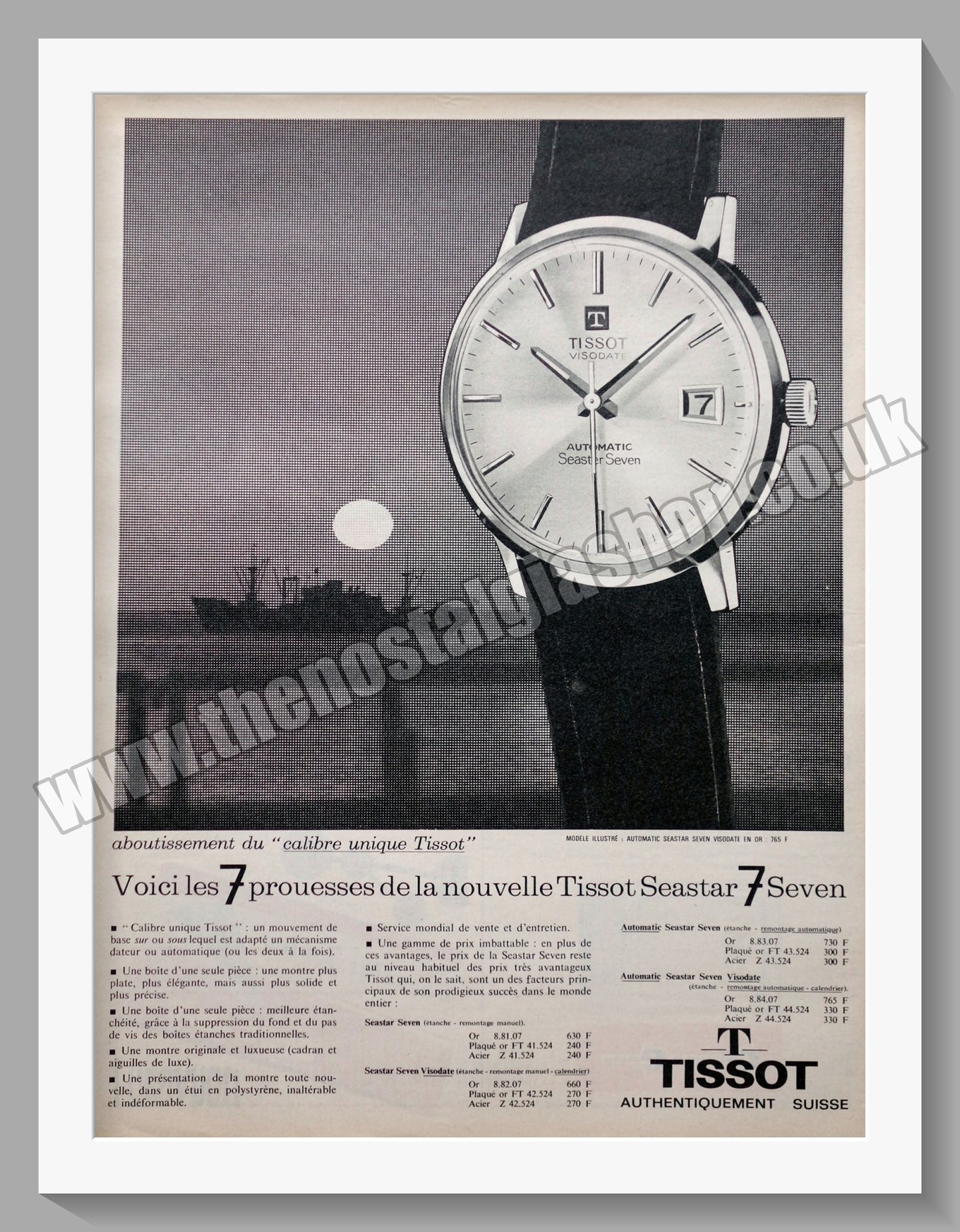 Tissot Seastar 7 Watch. Original French Advert 1963 (ref AD300779)