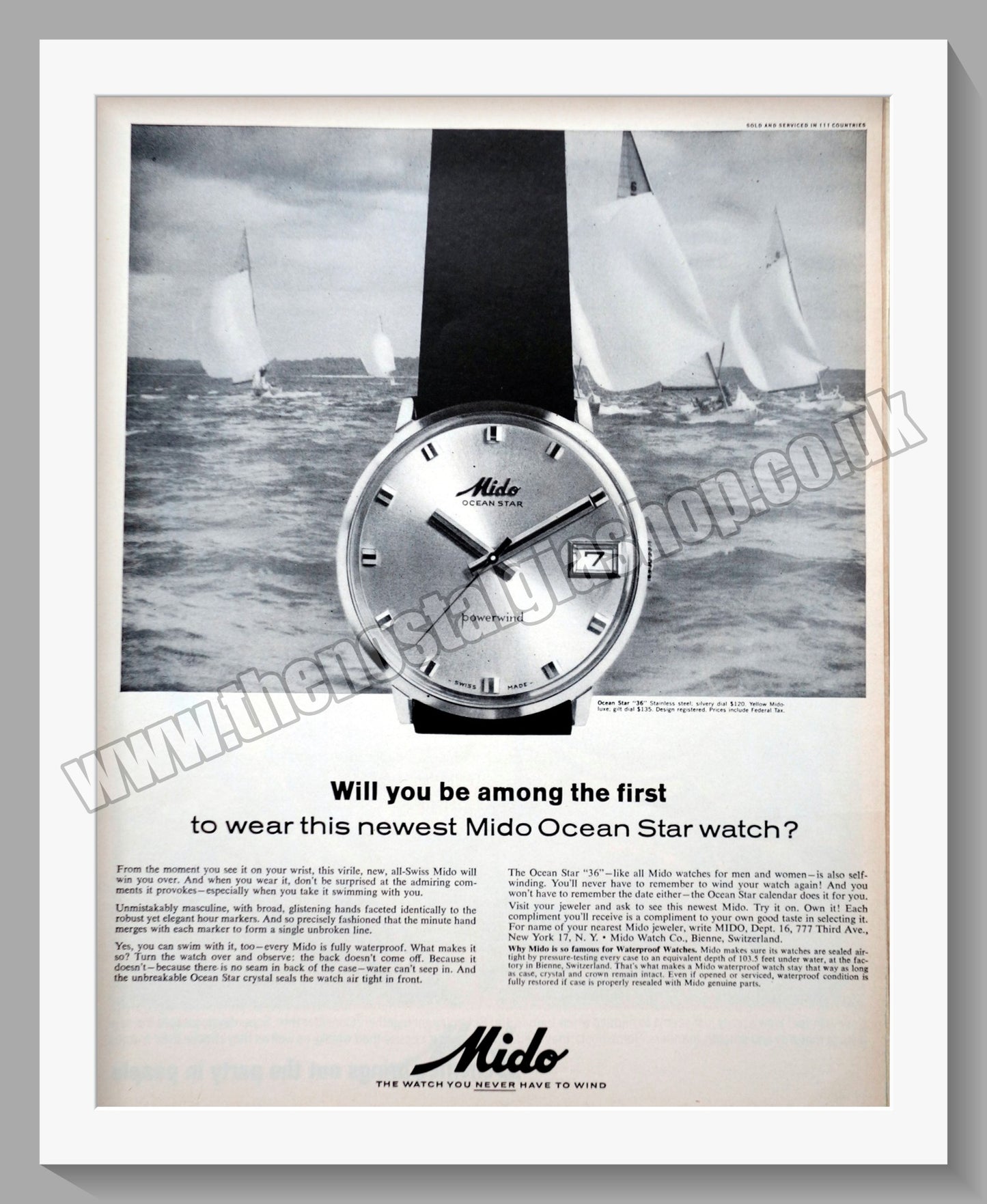 Mido Ocean Star Watch Original Advert 1964 (ref AD300780)