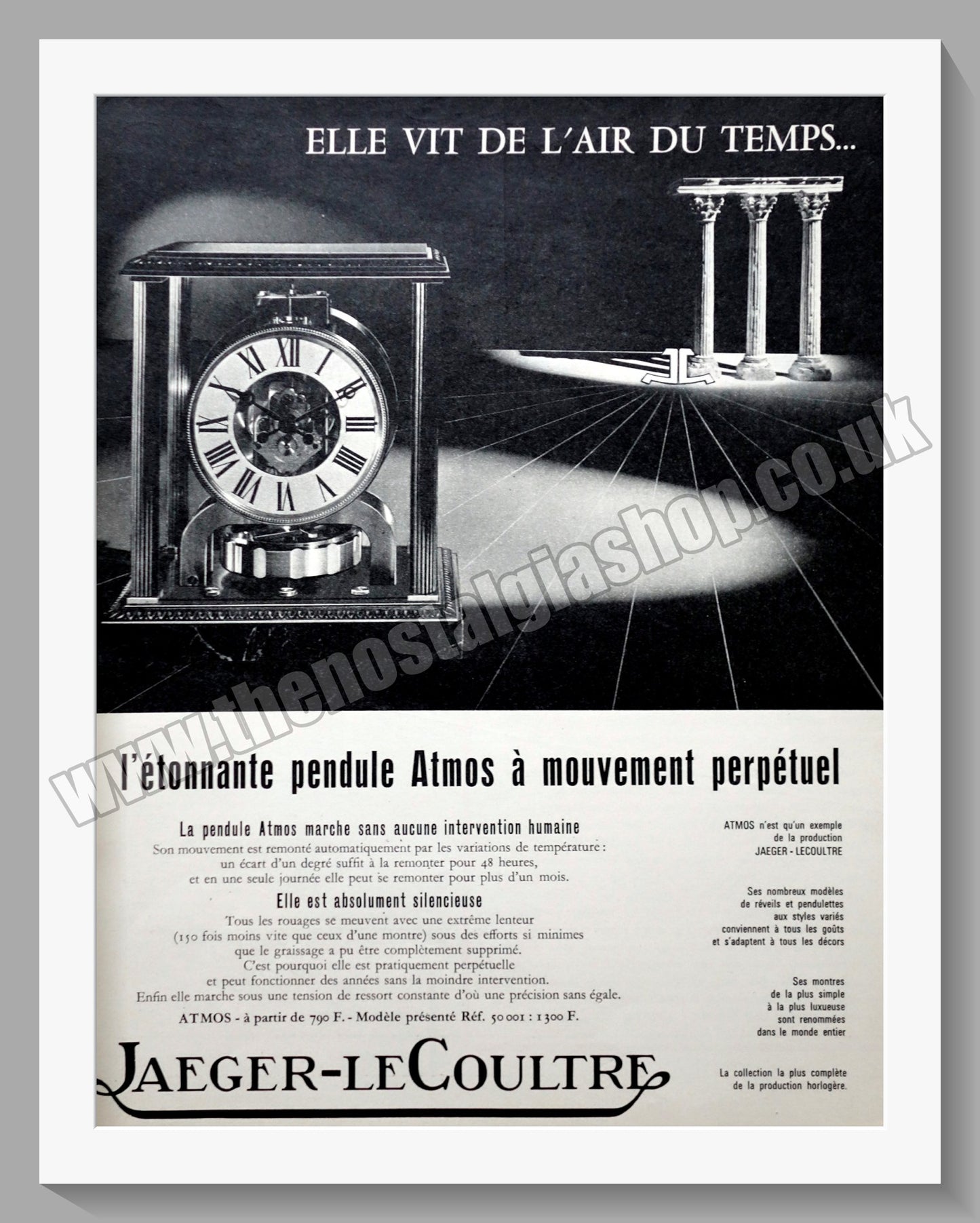 Jaeger-LeCoultre Clock Original French Advert 1963 (ref AD300785)