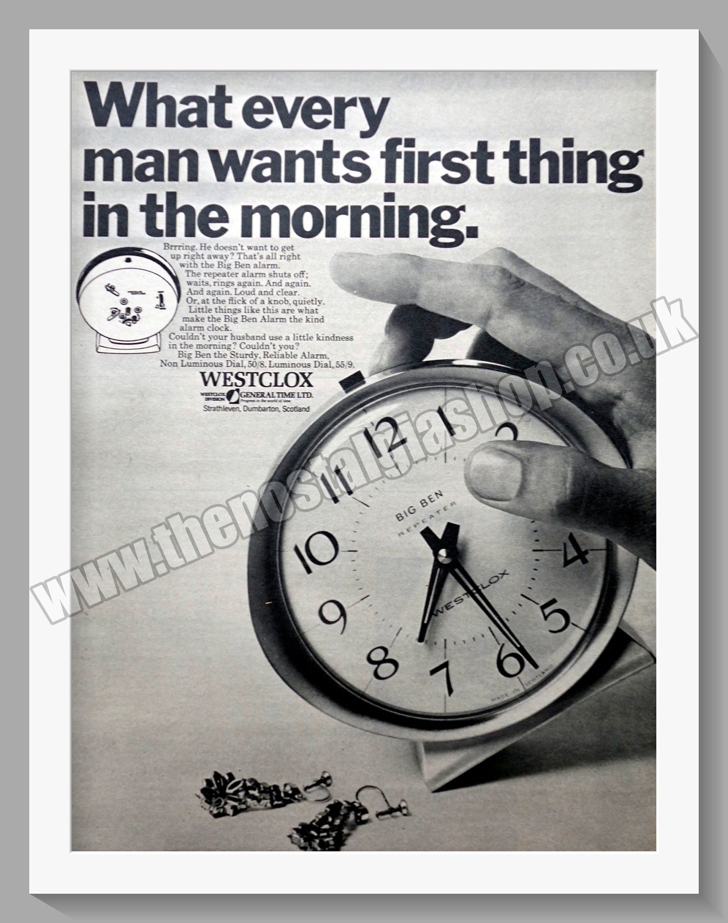 Westclox Big Ben Alarm Clock. Original Advert 1967 (ref AD300803)