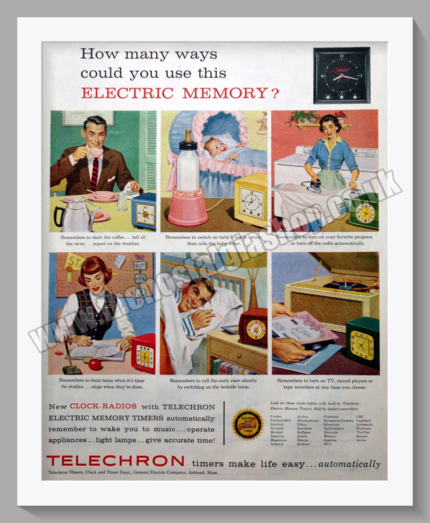 Telechron Clock Radios. Original Advert 1955 (ref AD300802)