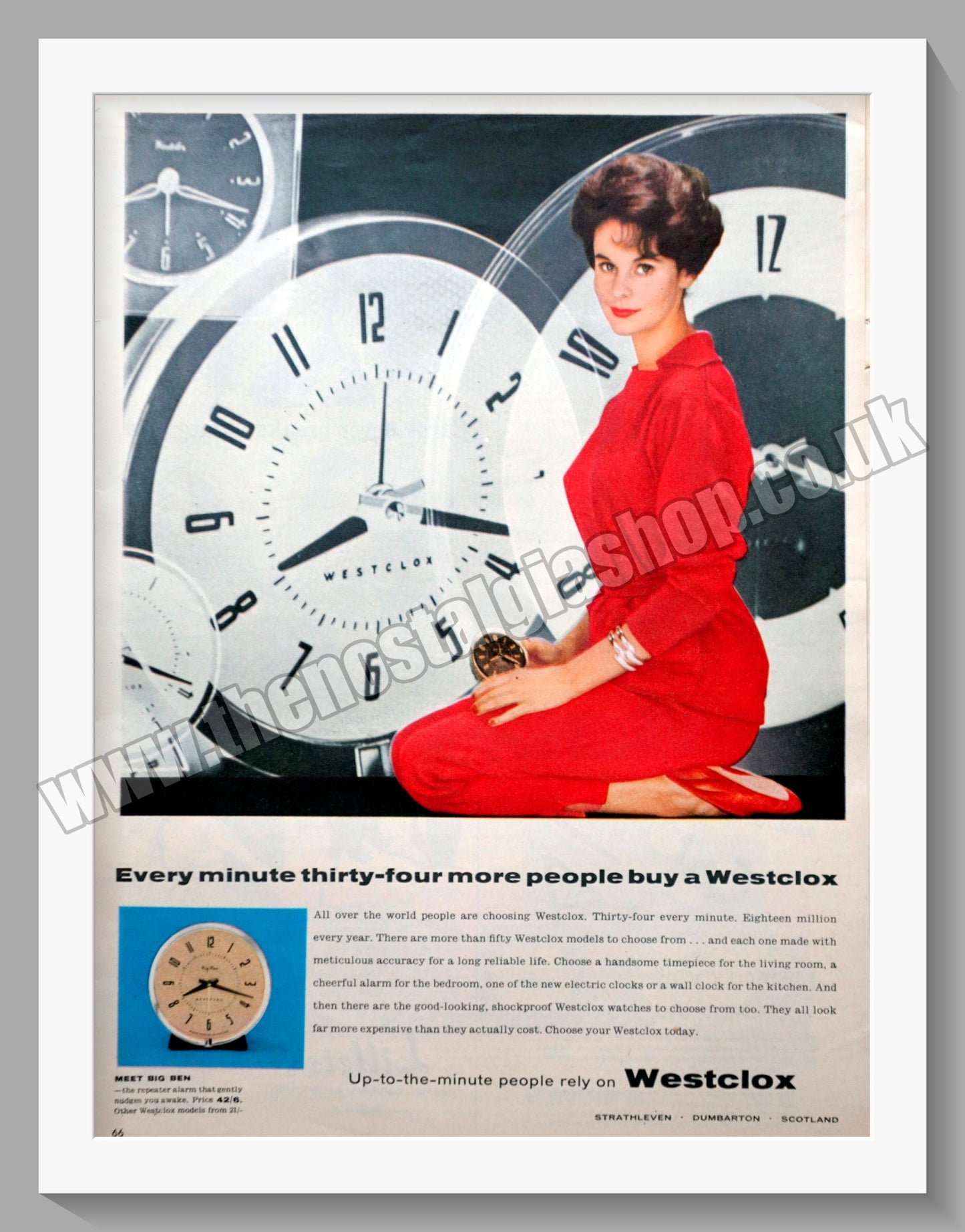 Westclox Big Ben Alarm Clock. Original Advert 1960 (ref AD300804)