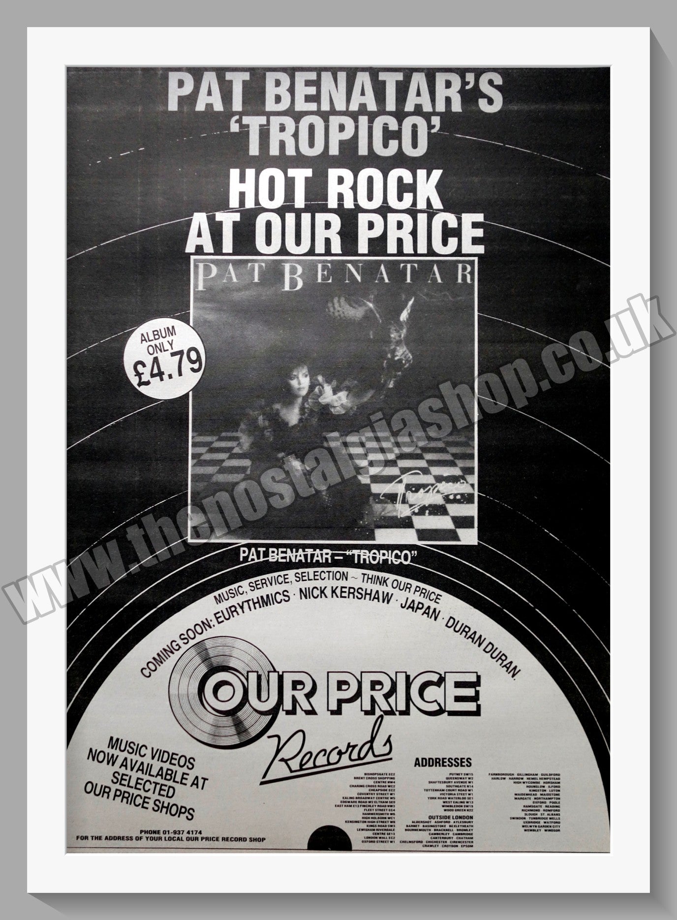 Pat Benatar. Tropico. 1984 Original Advert (ref AD15231)